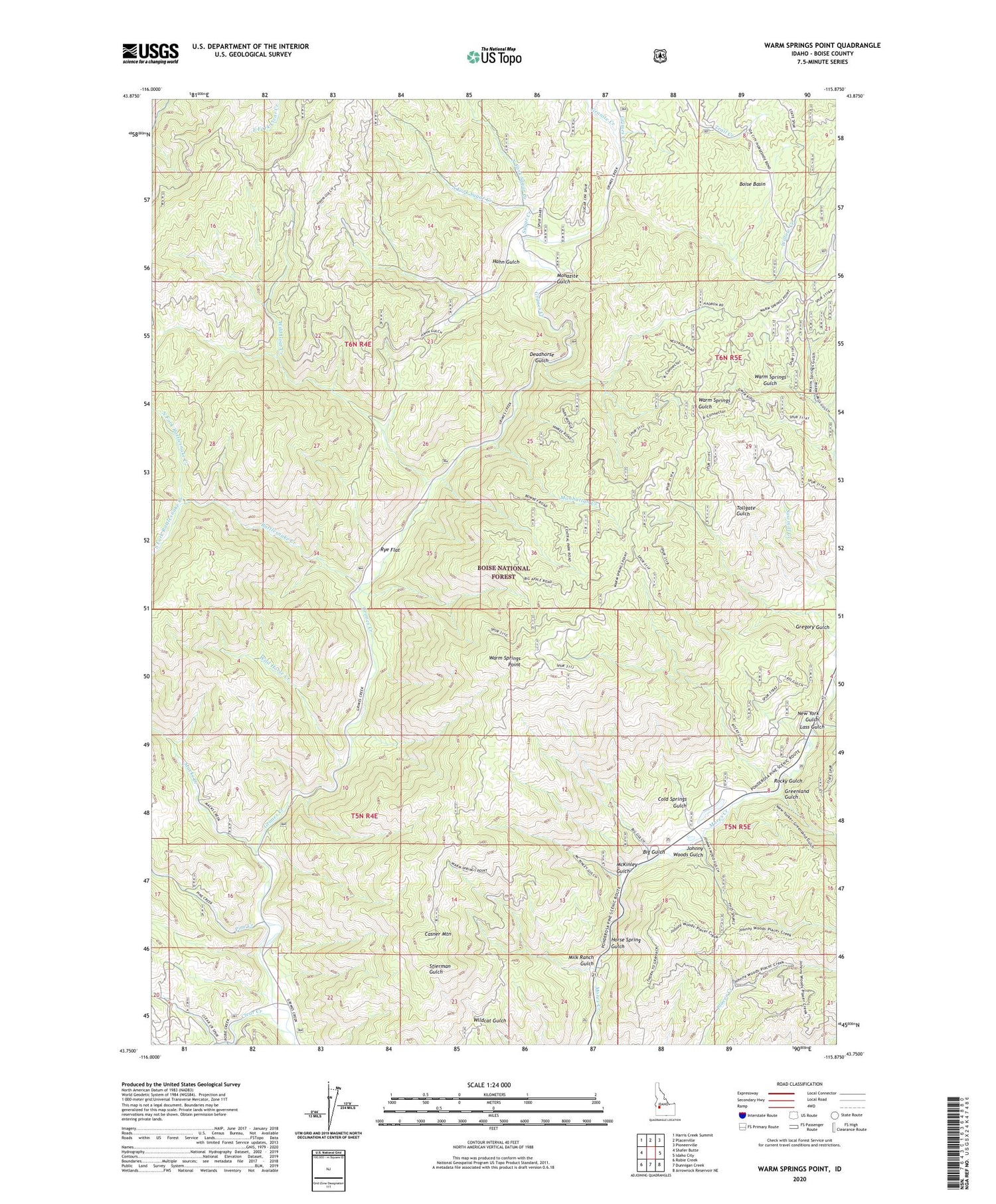 Warm Springs Point Idaho US Topo Map Image