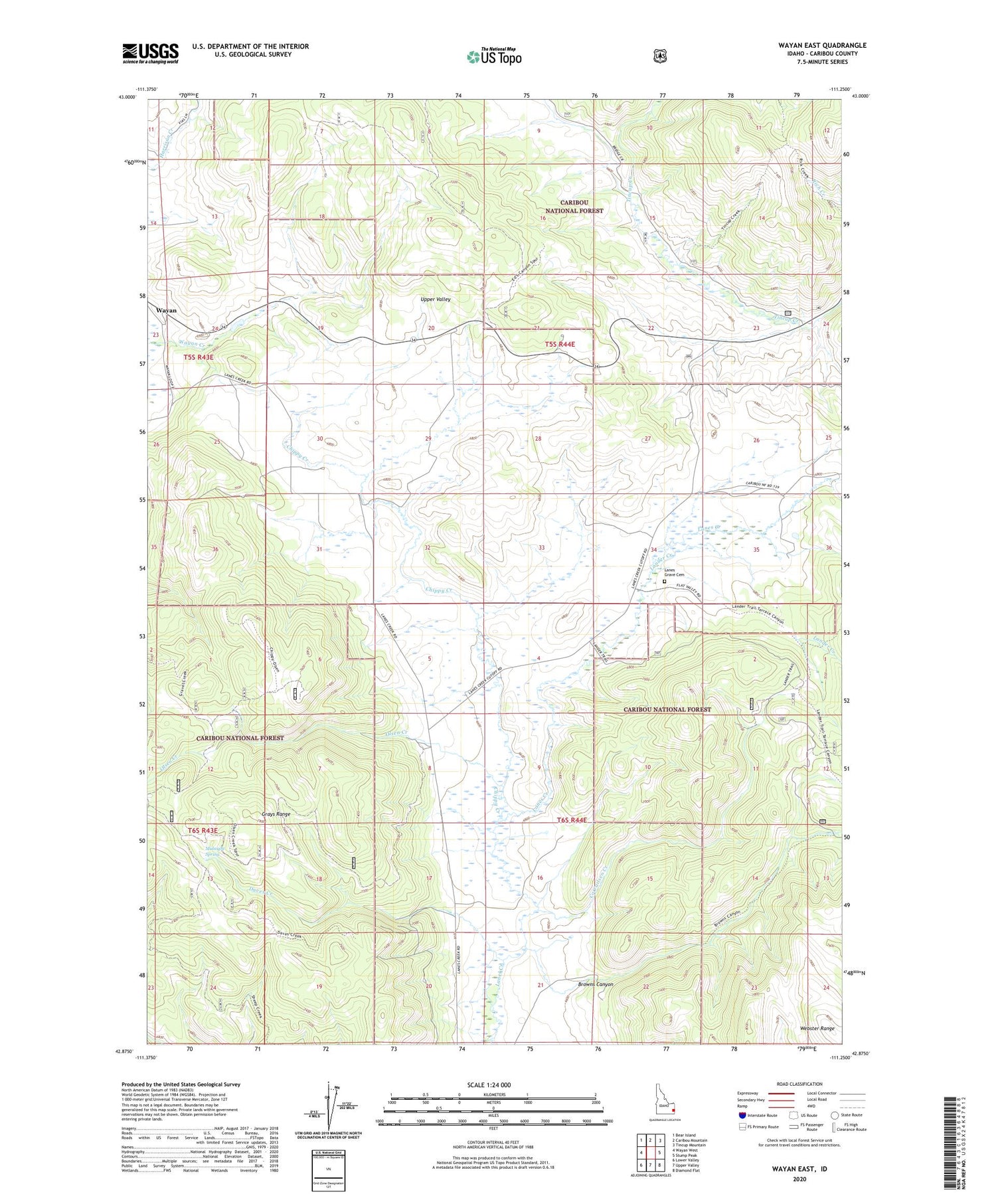 Wayan East Idaho US Topo Map Image