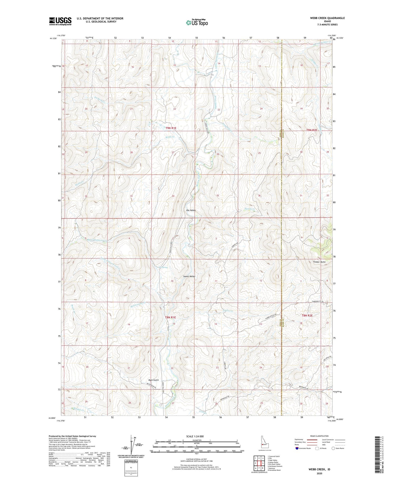 Webb Creek Idaho US Topo Map Image