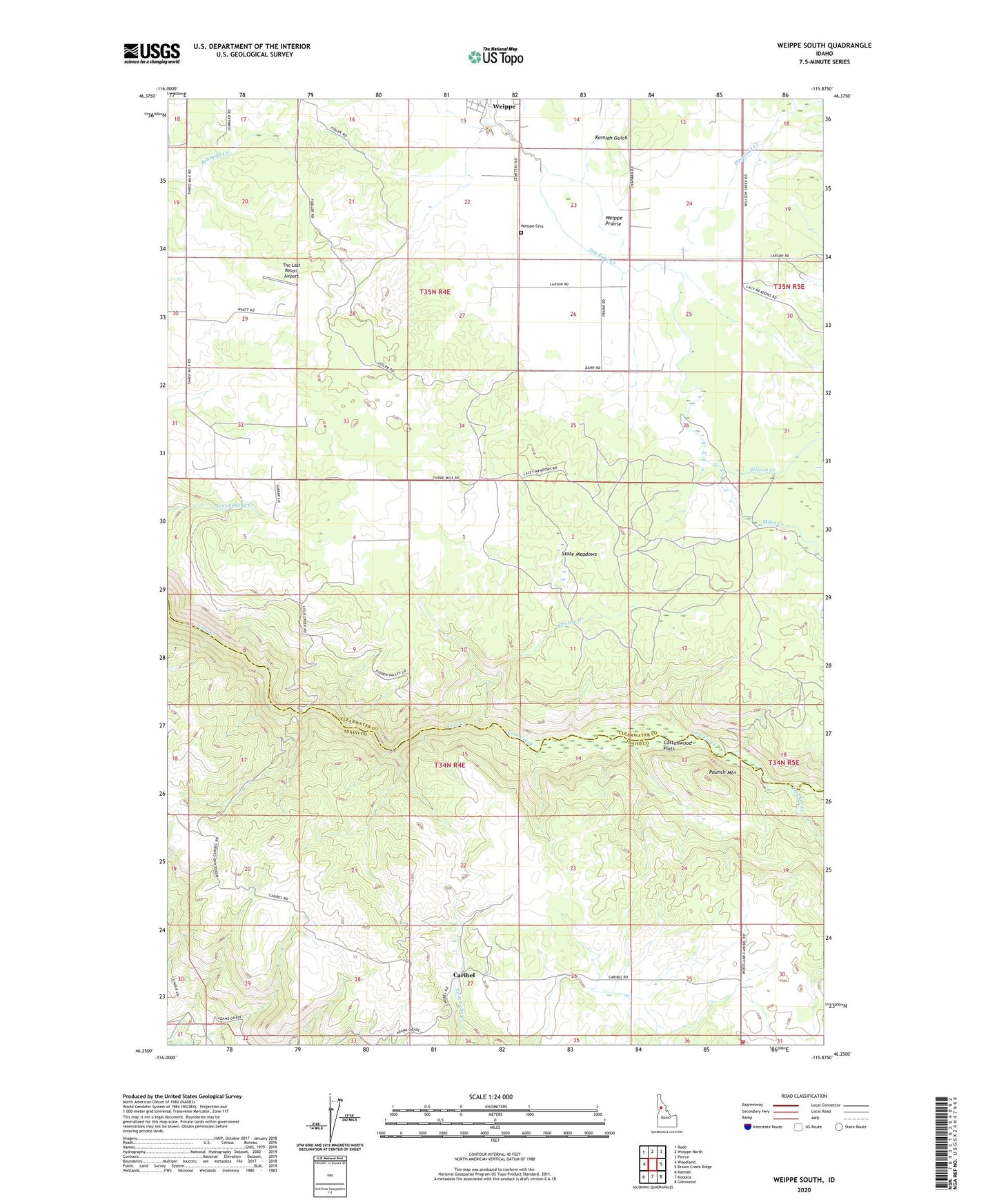 Weippe South Idaho US Topo Map Image