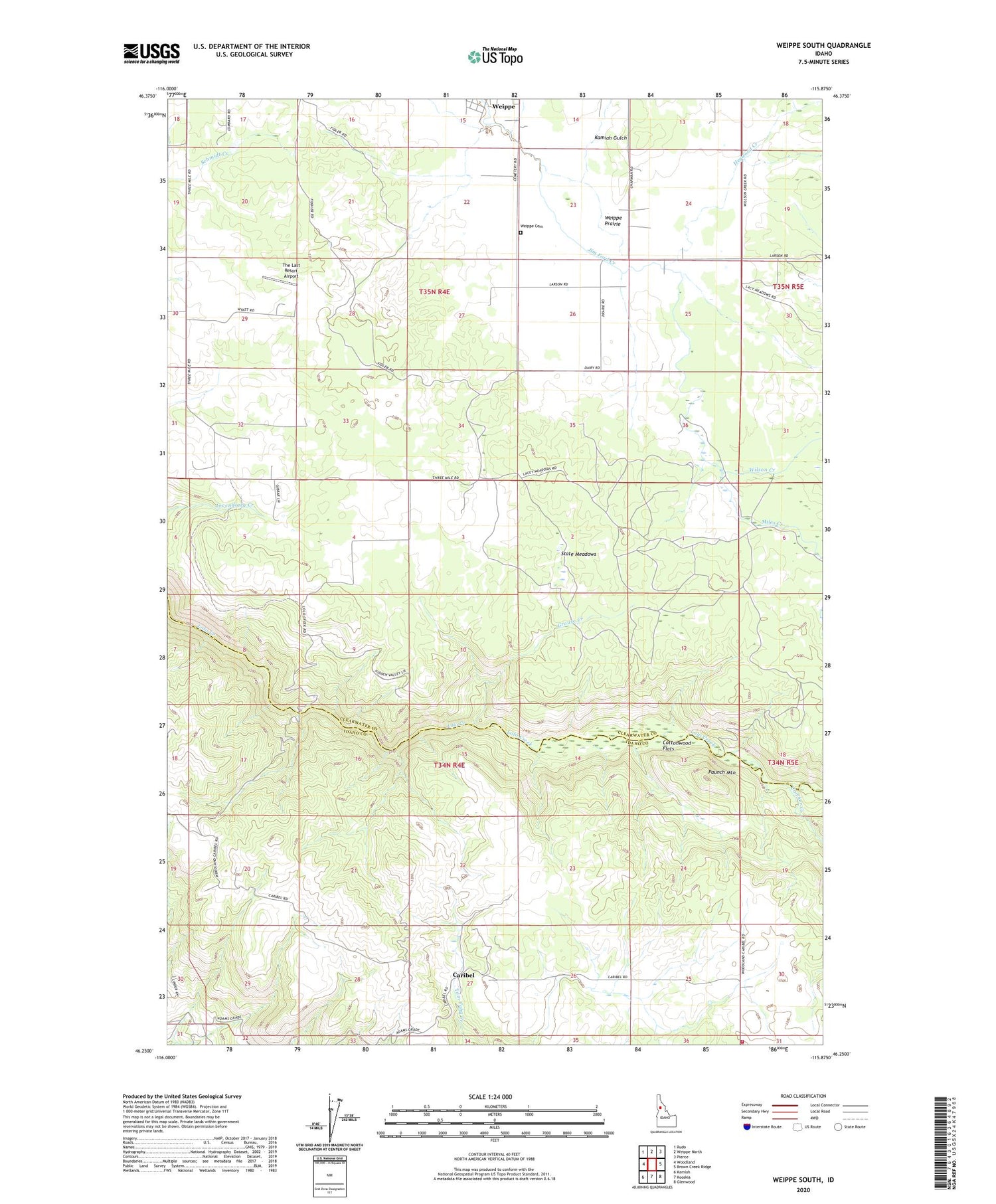 Weippe South Idaho US Topo Map Image