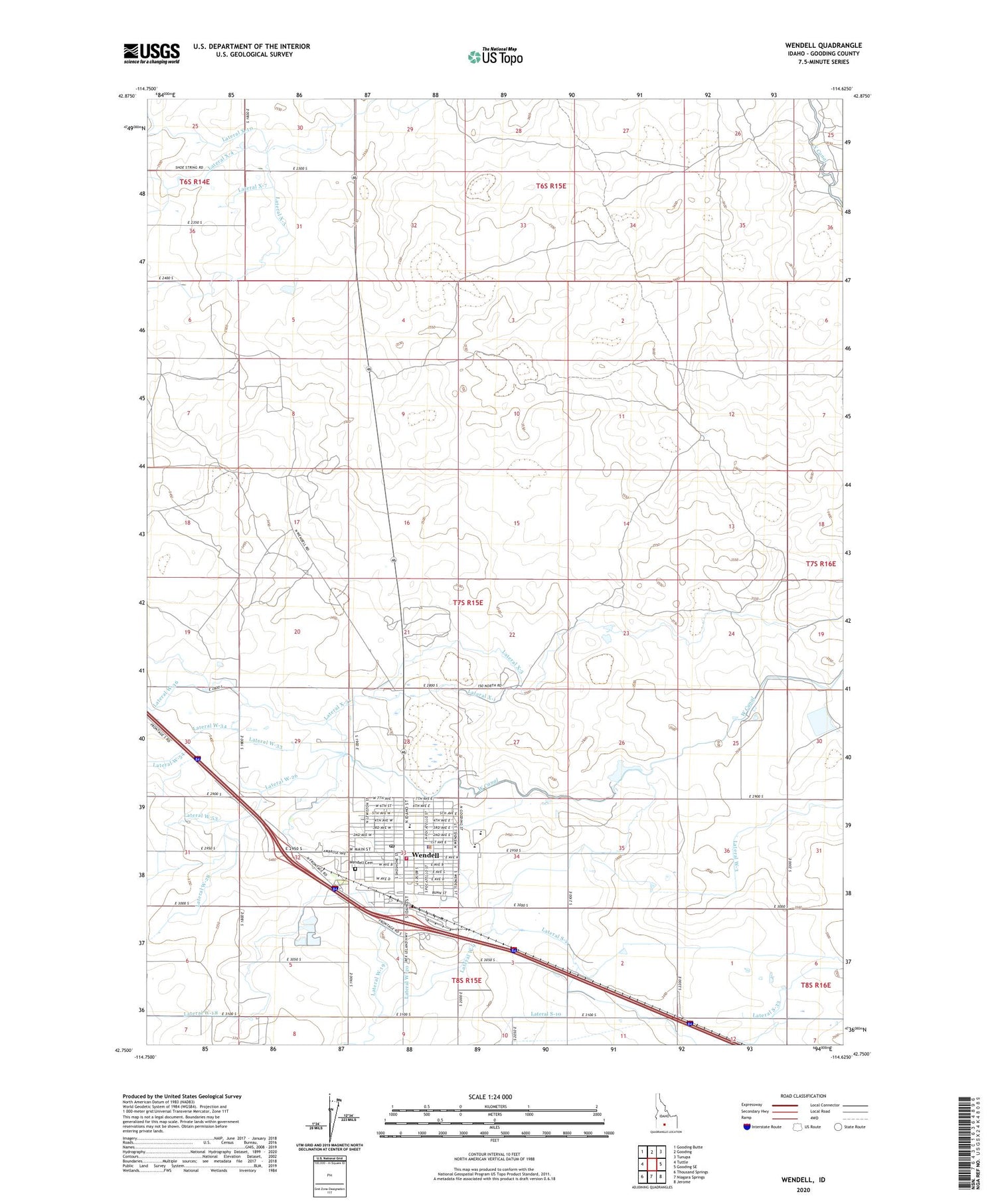 Wendell Idaho US Topo Map Image