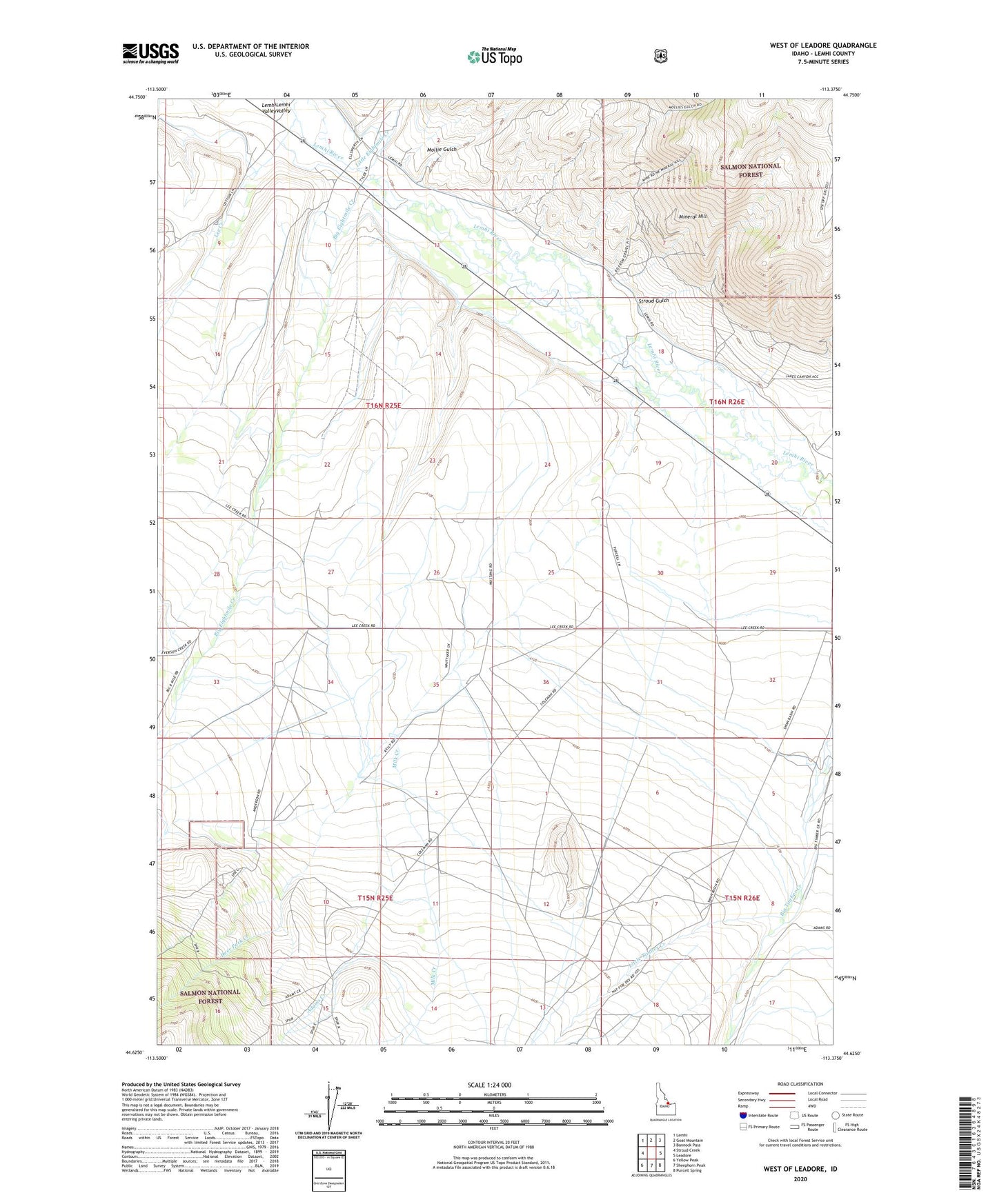 West of Leadore Idaho US Topo Map Image