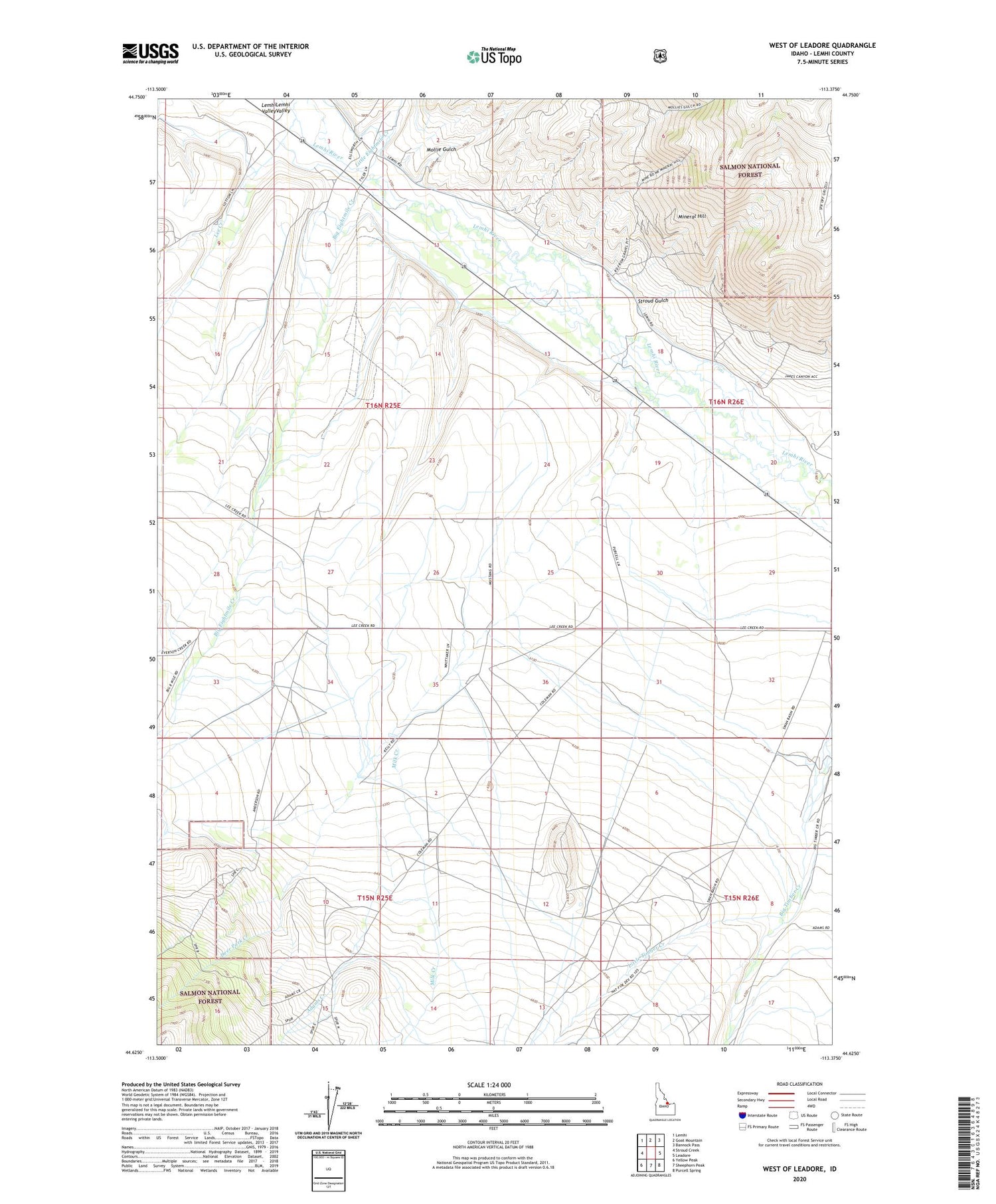 West of Leadore Idaho US Topo Map Image