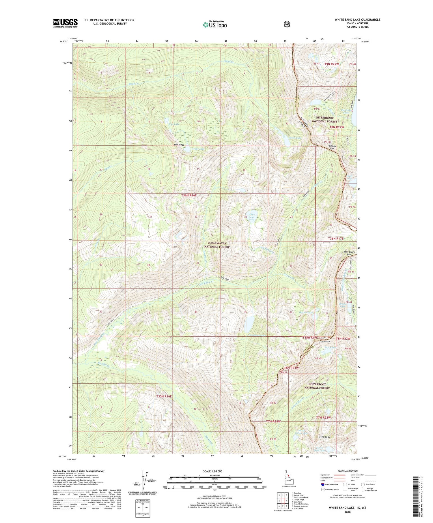 White Sand Lake Idaho US Topo Map Image