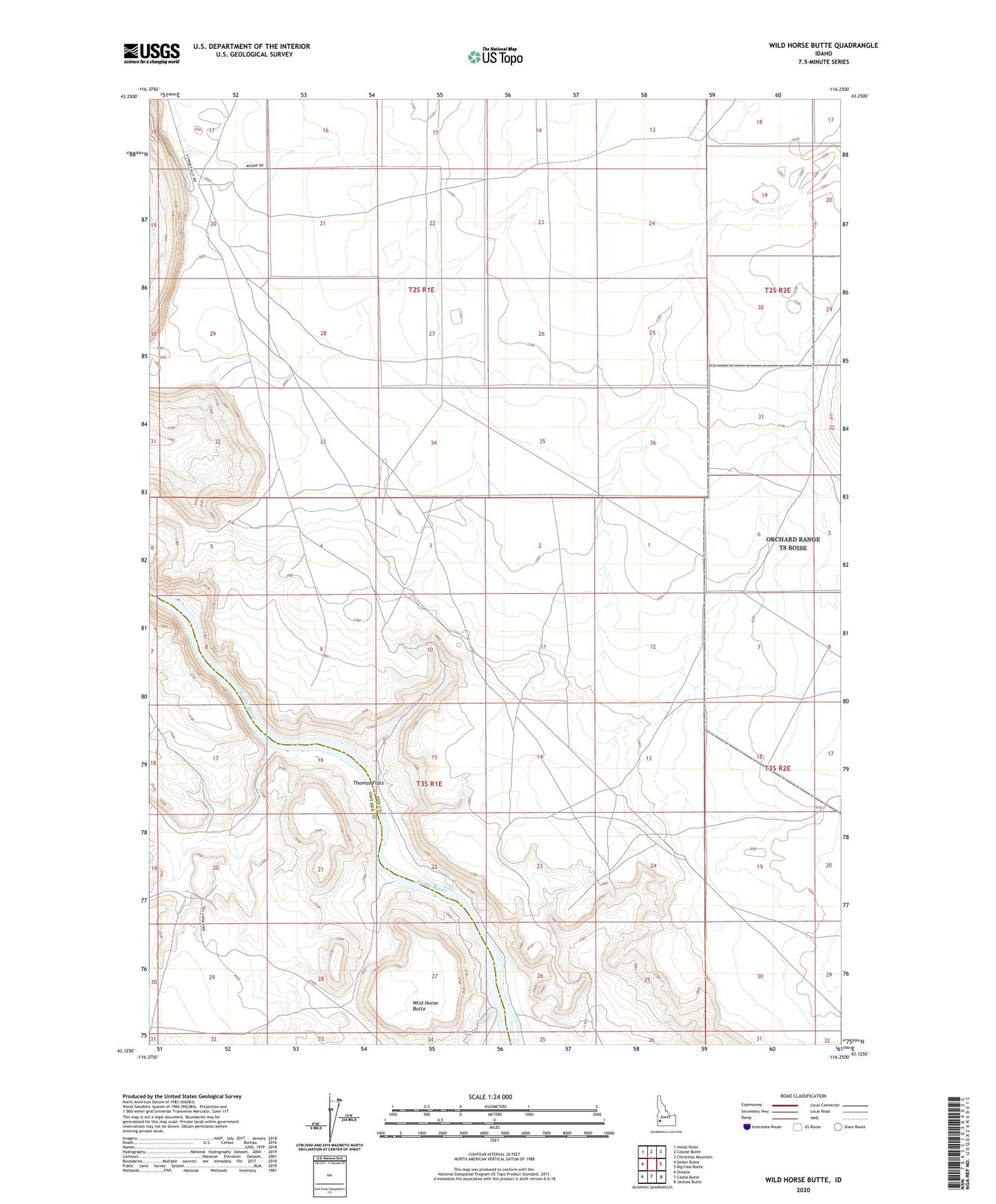 Wild Horse Butte Idaho US Topo Map Image