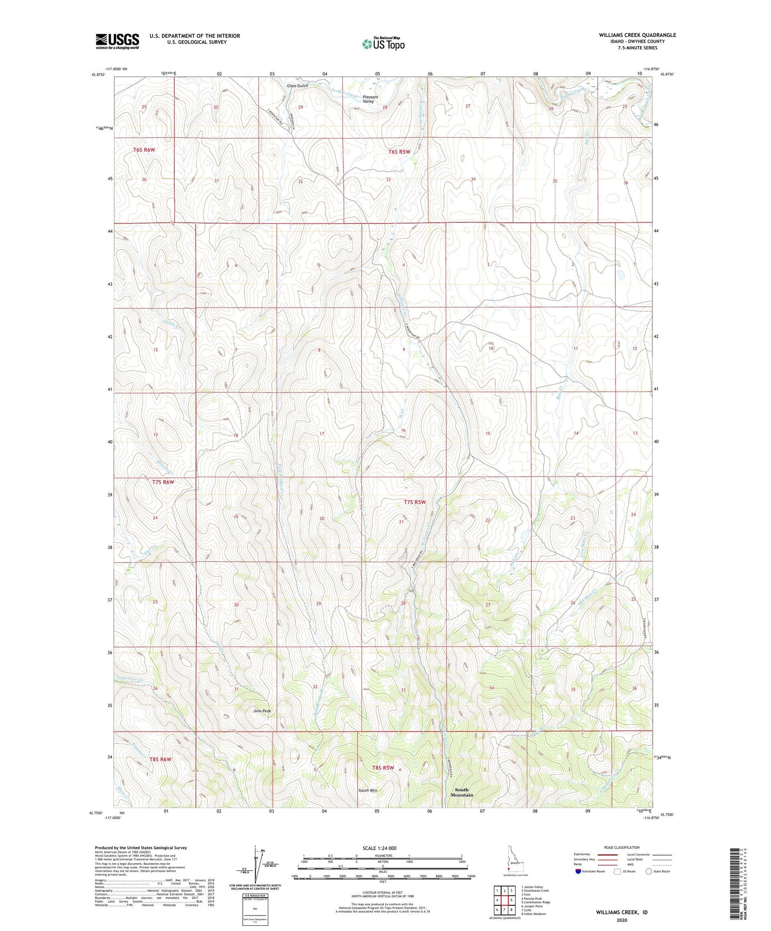 Williams Creek Idaho US Topo Map Image