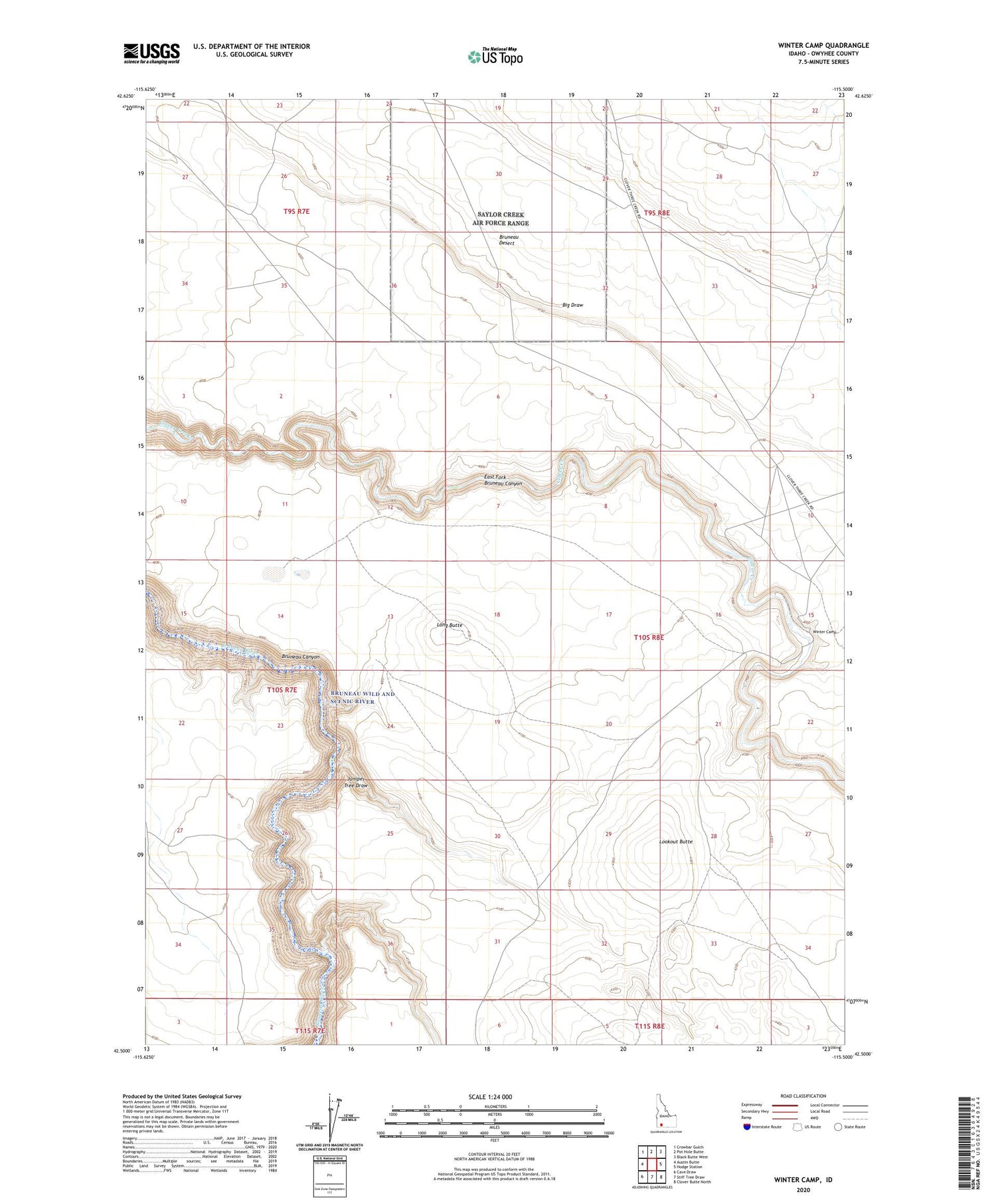 Winter Camp Idaho US Topo Map Image