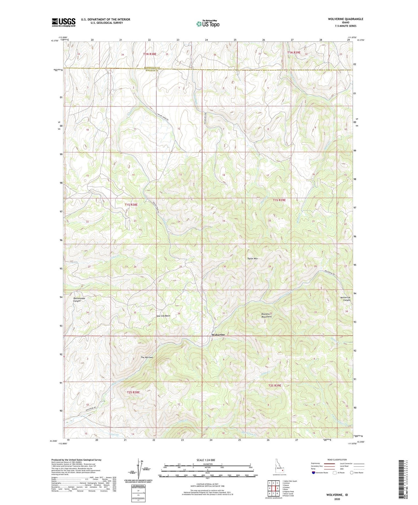 Wolverine Idaho US Topo Map Image
