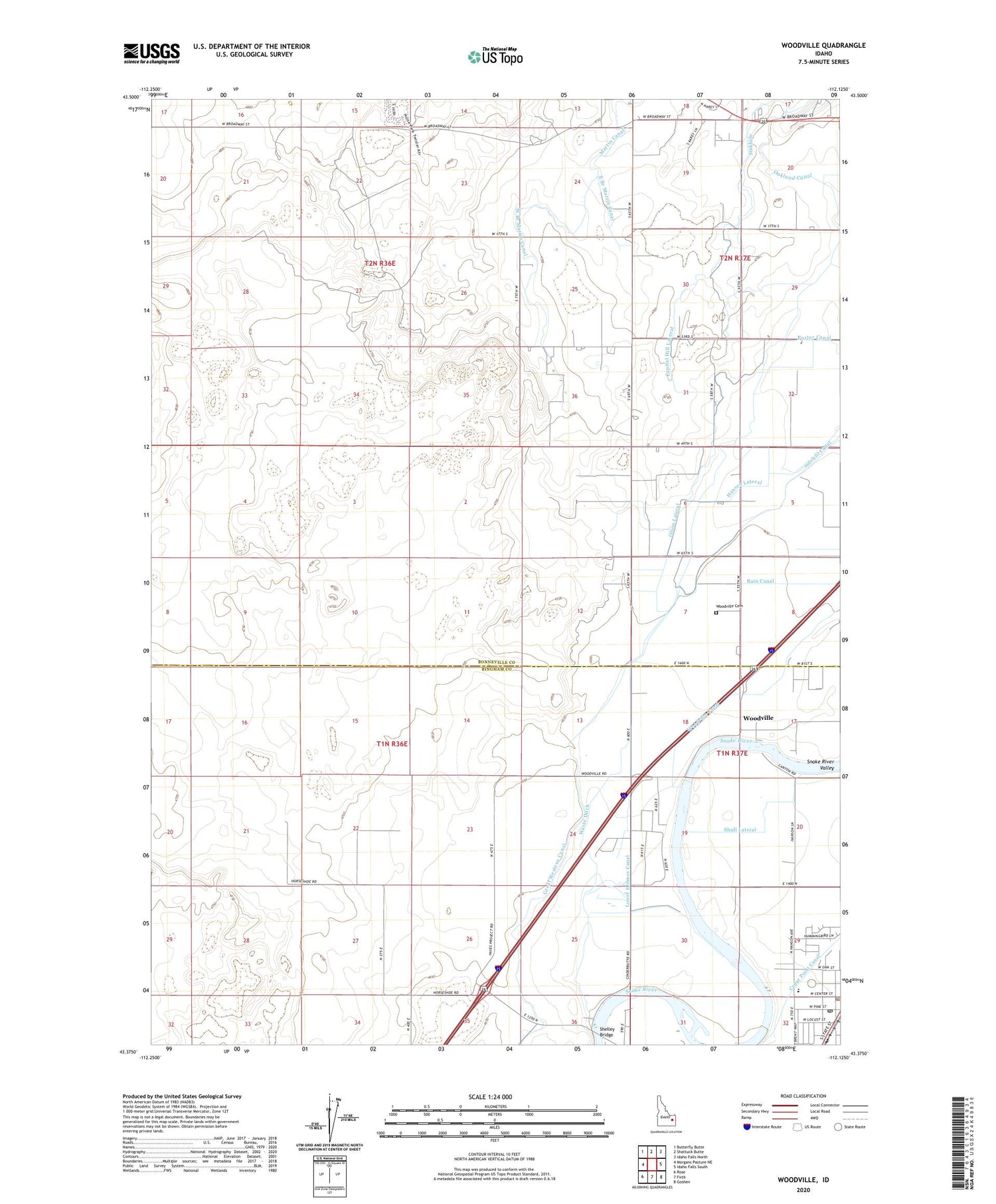 Woodville Idaho US Topo Map Image