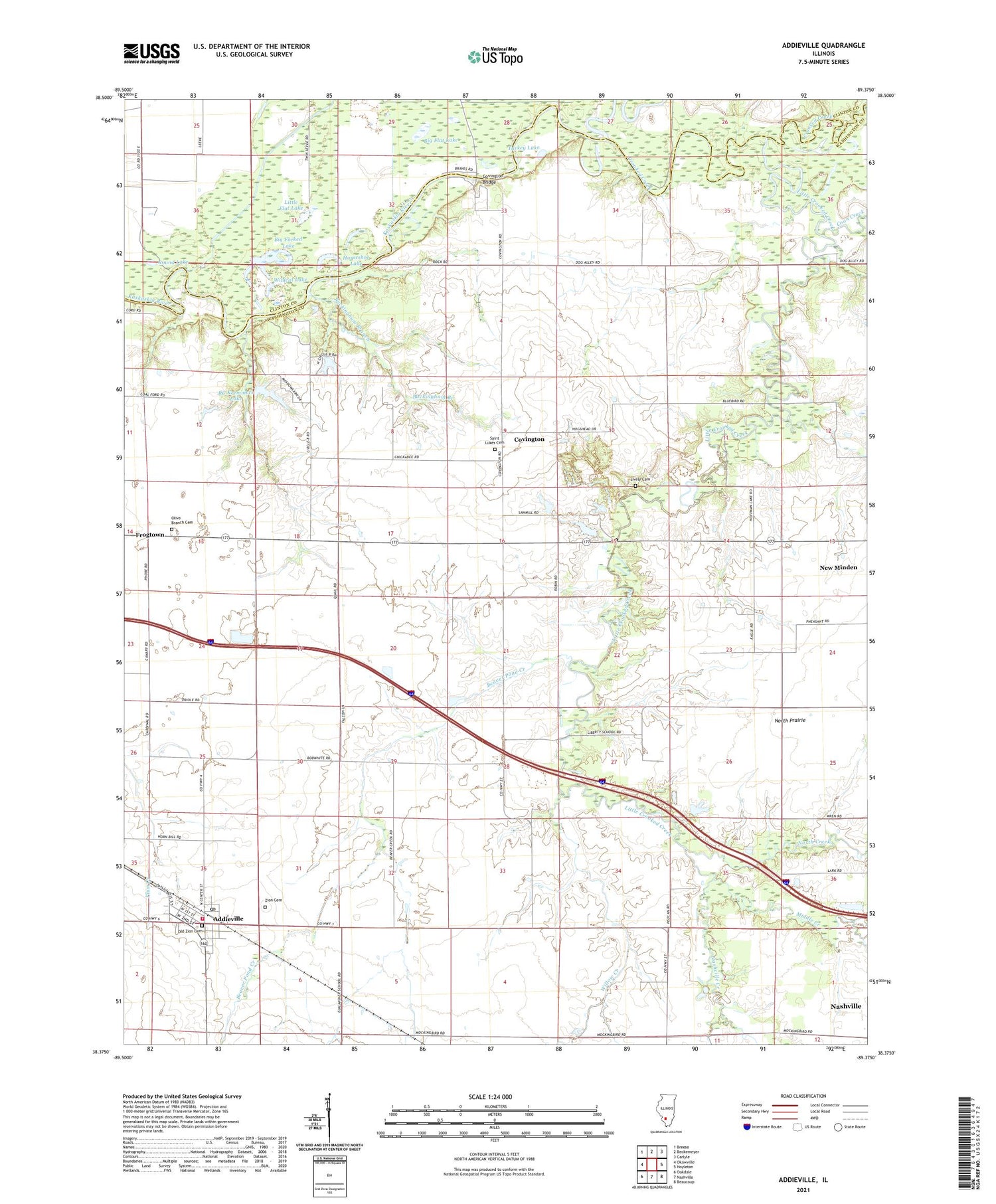 Addieville Illinois US Topo Map Image