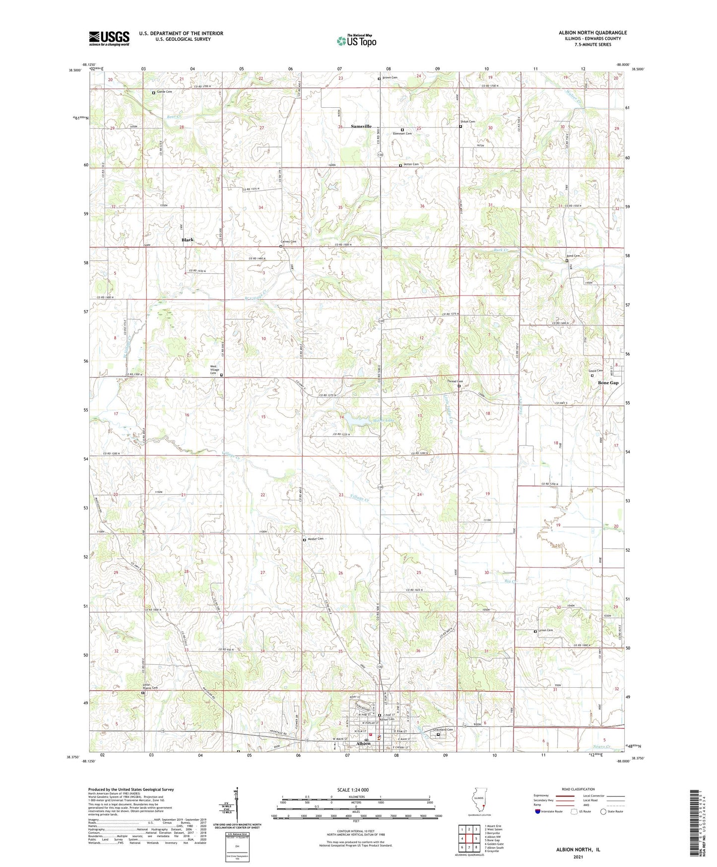 Albion North Illinois US Topo Map Image