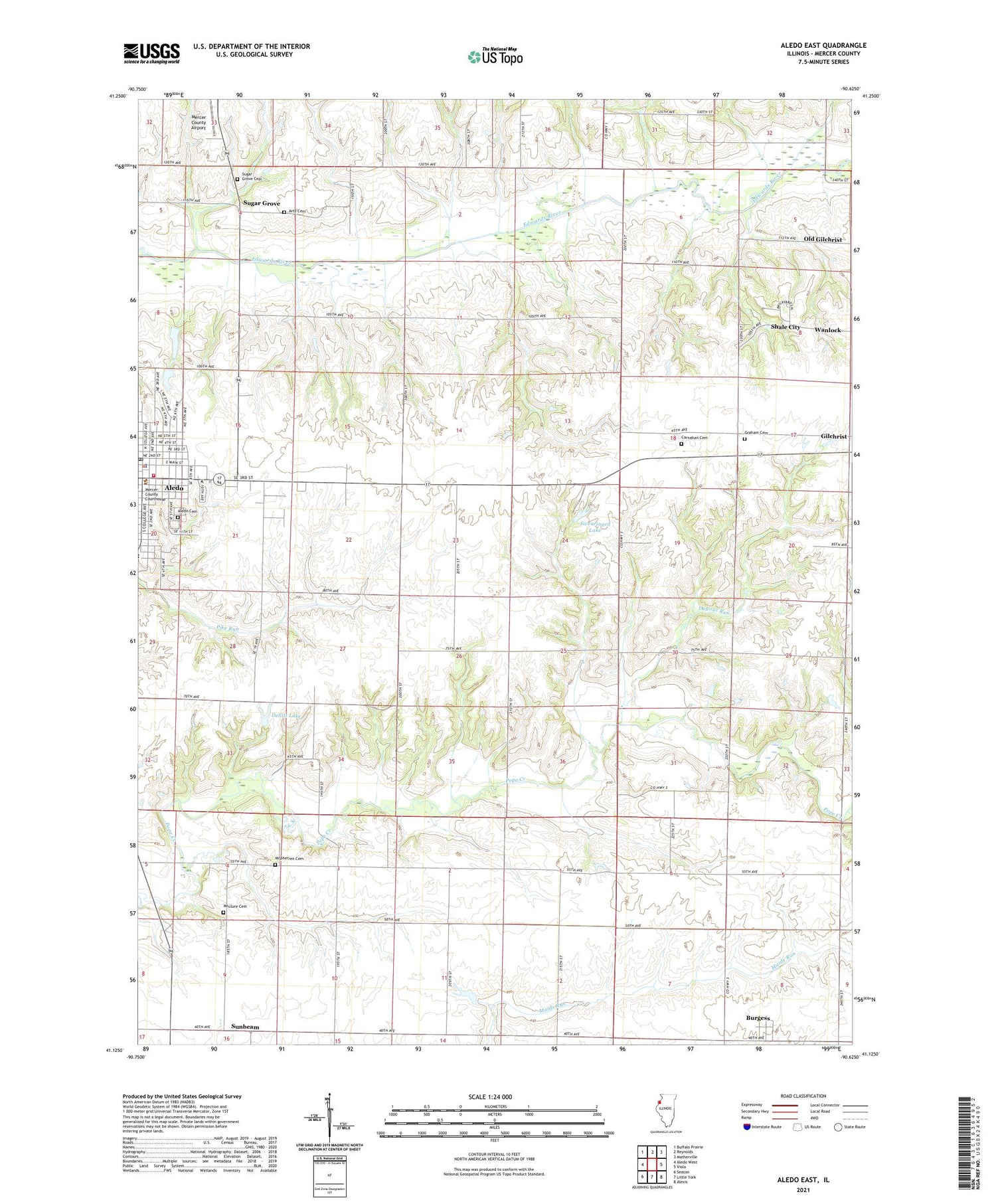 Aledo East Illinois US Topo Map Image