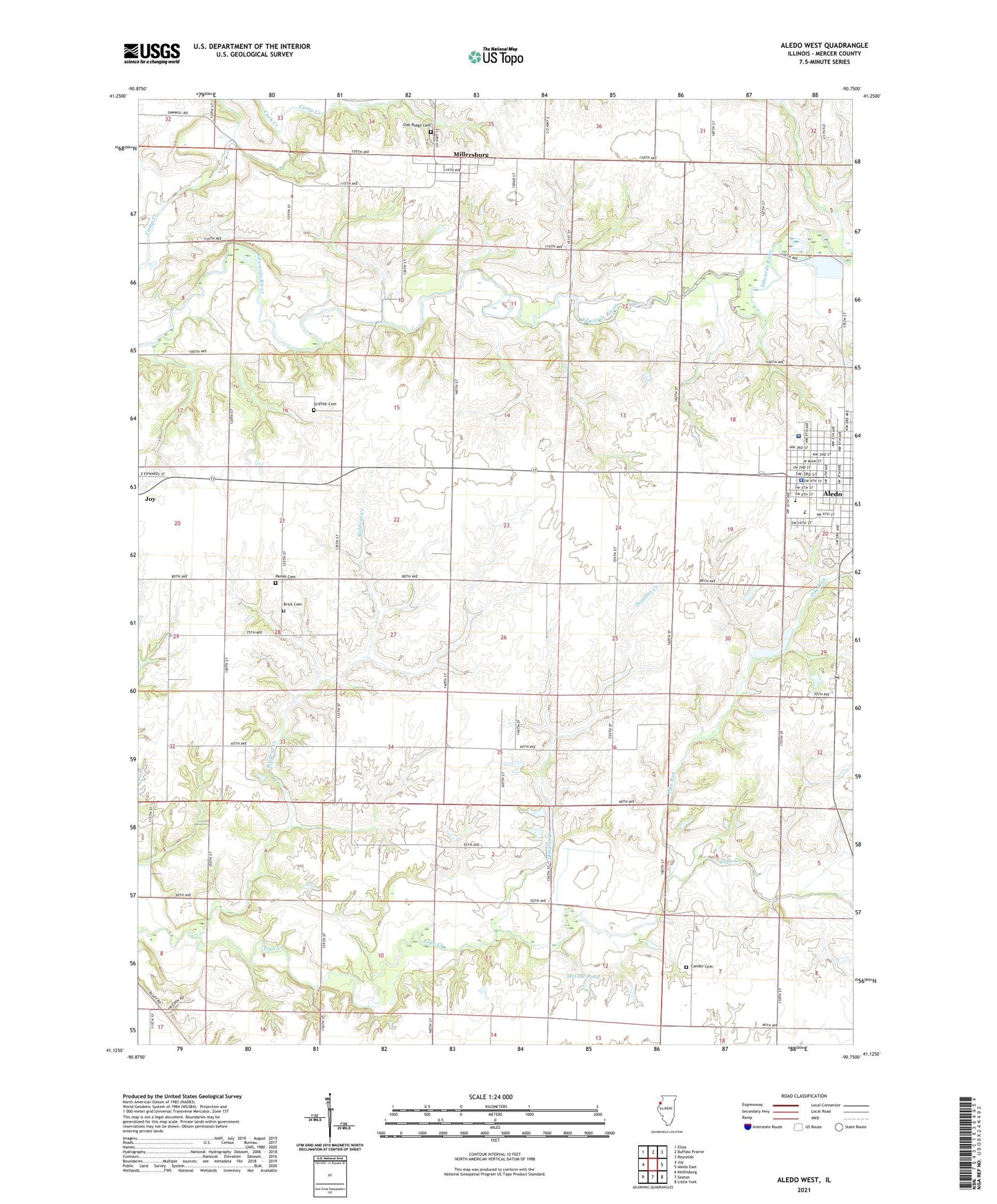 Aledo West Illinois US Topo Map Image