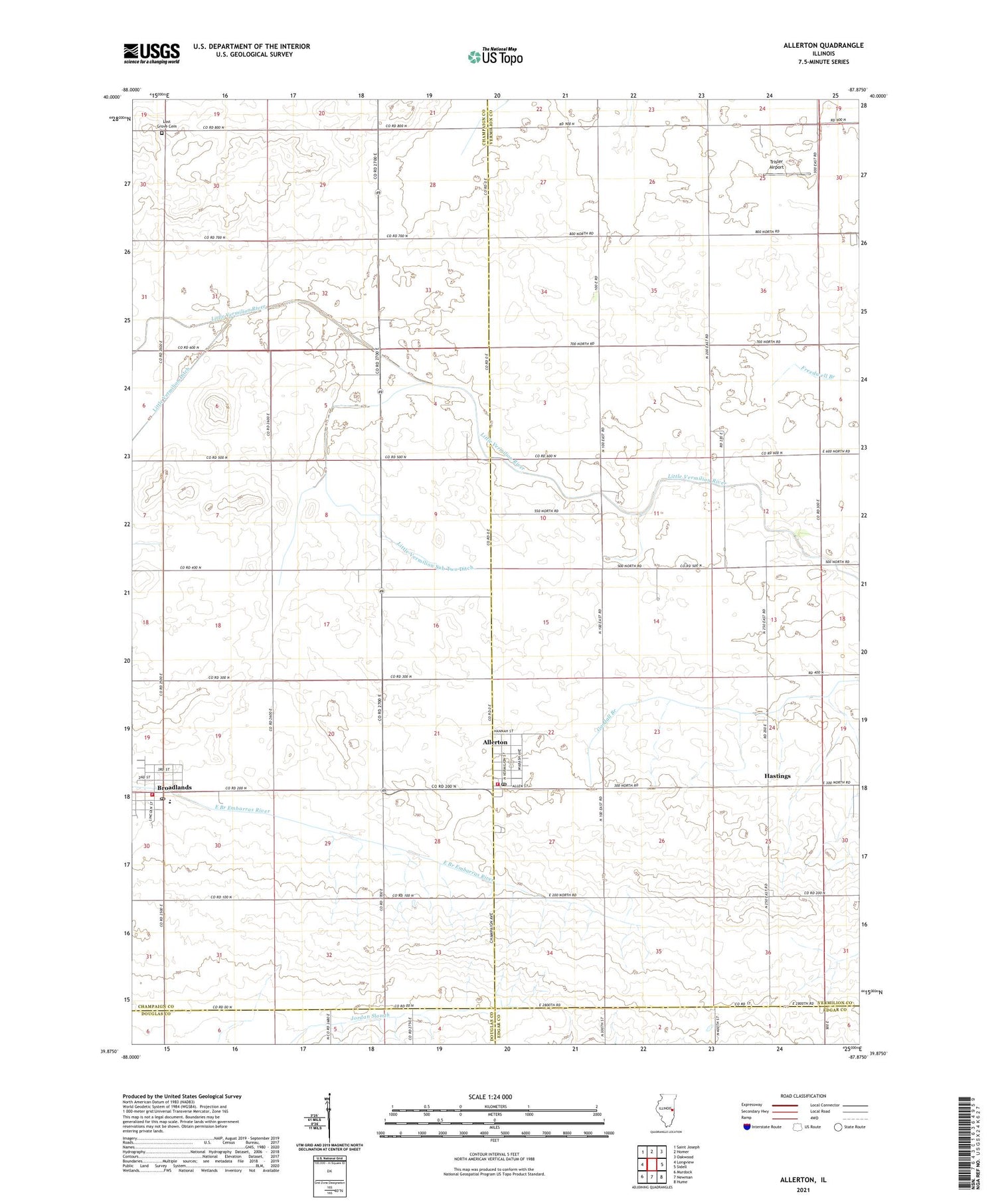 Allerton Illinois US Topo Map Image