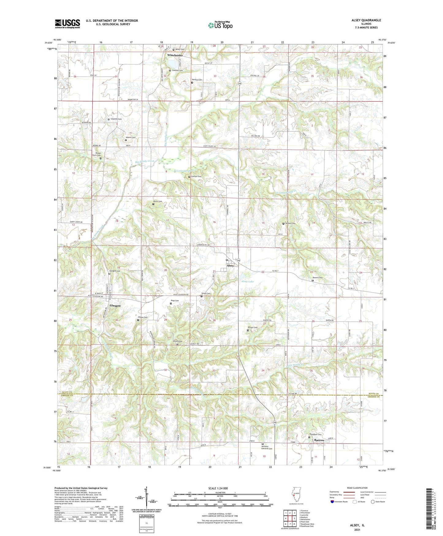 Alsey Illinois US Topo Map Image