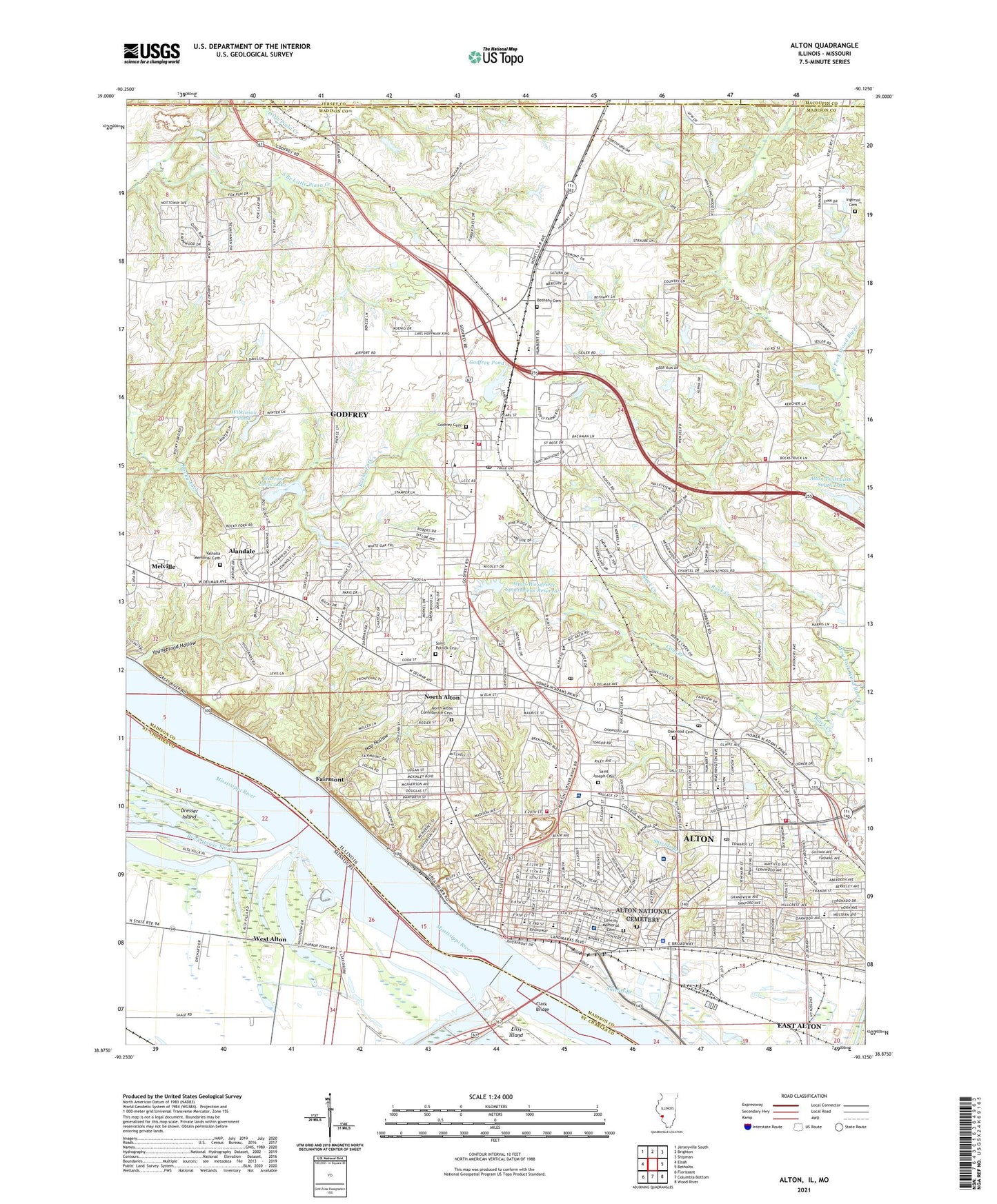 Alton Illinois US Topo Map Image