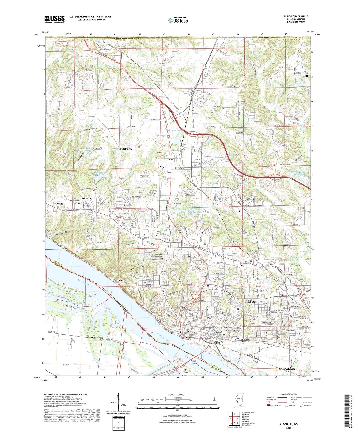 Alton Illinois US Topo Map Image