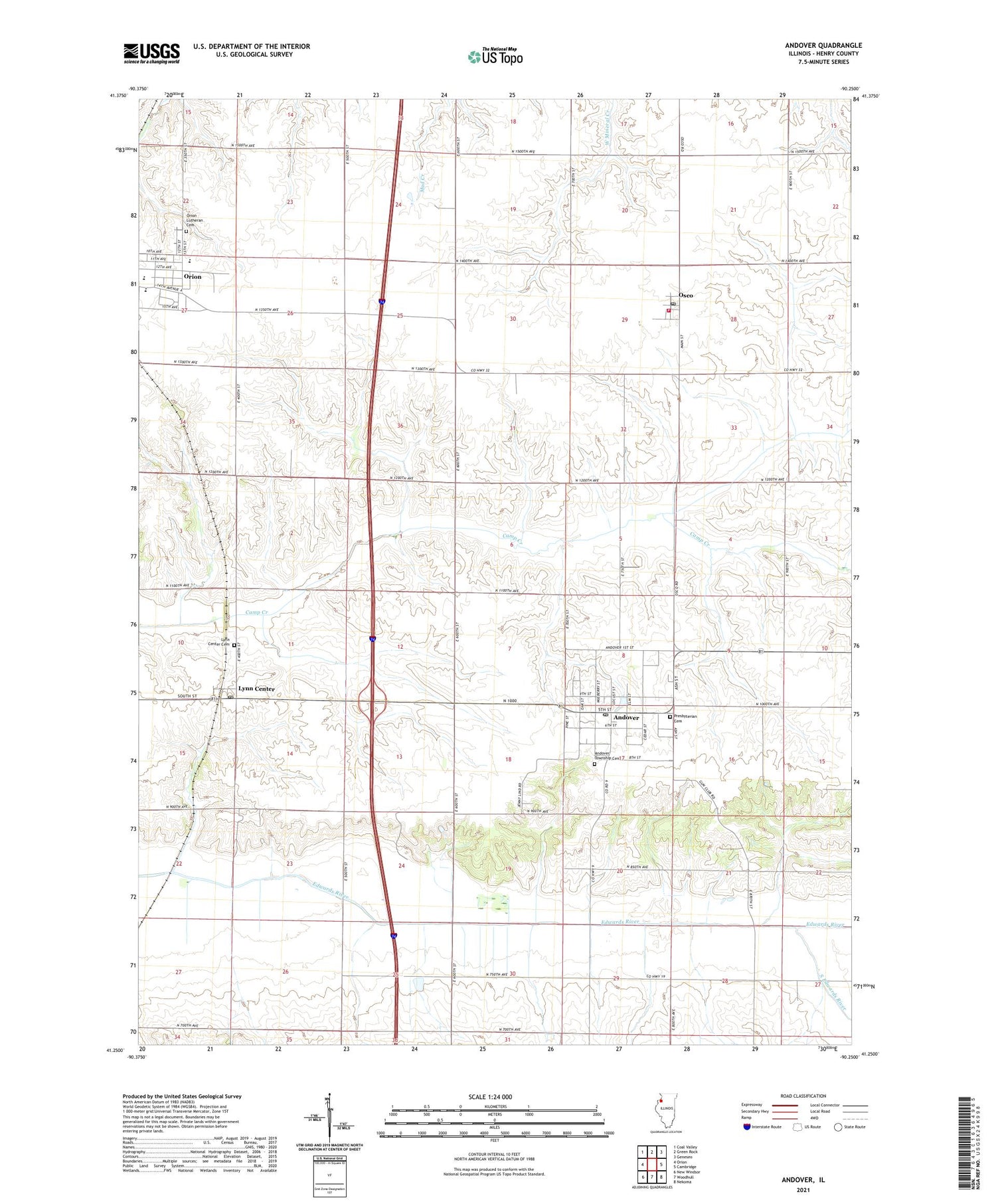 Andover Illinois US Topo Map Image