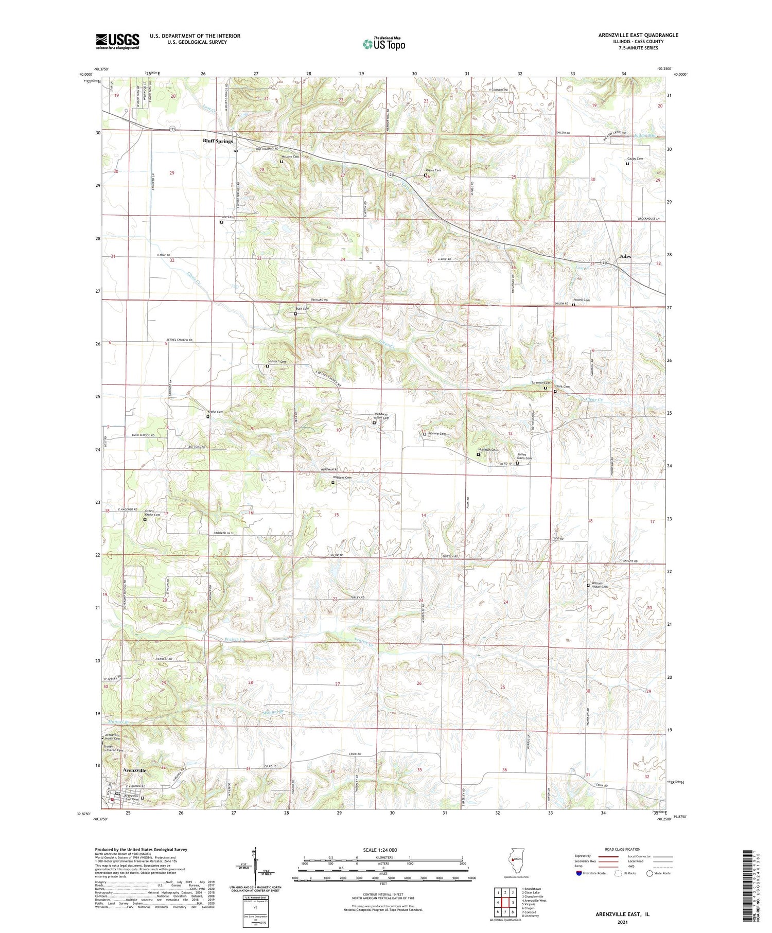 Arenzville East Illinois US Topo Map Image