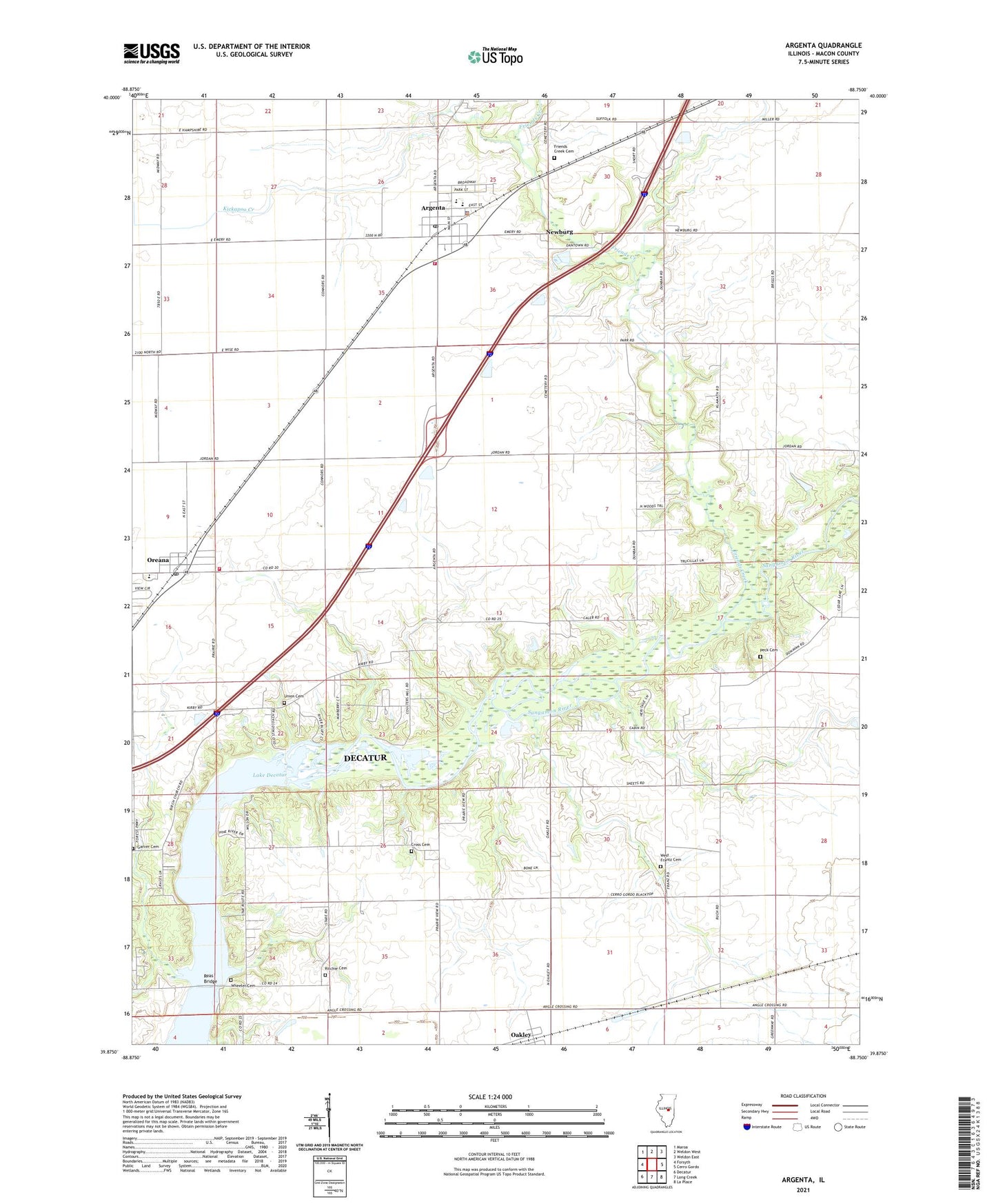 Argenta Illinois US Topo Map Image