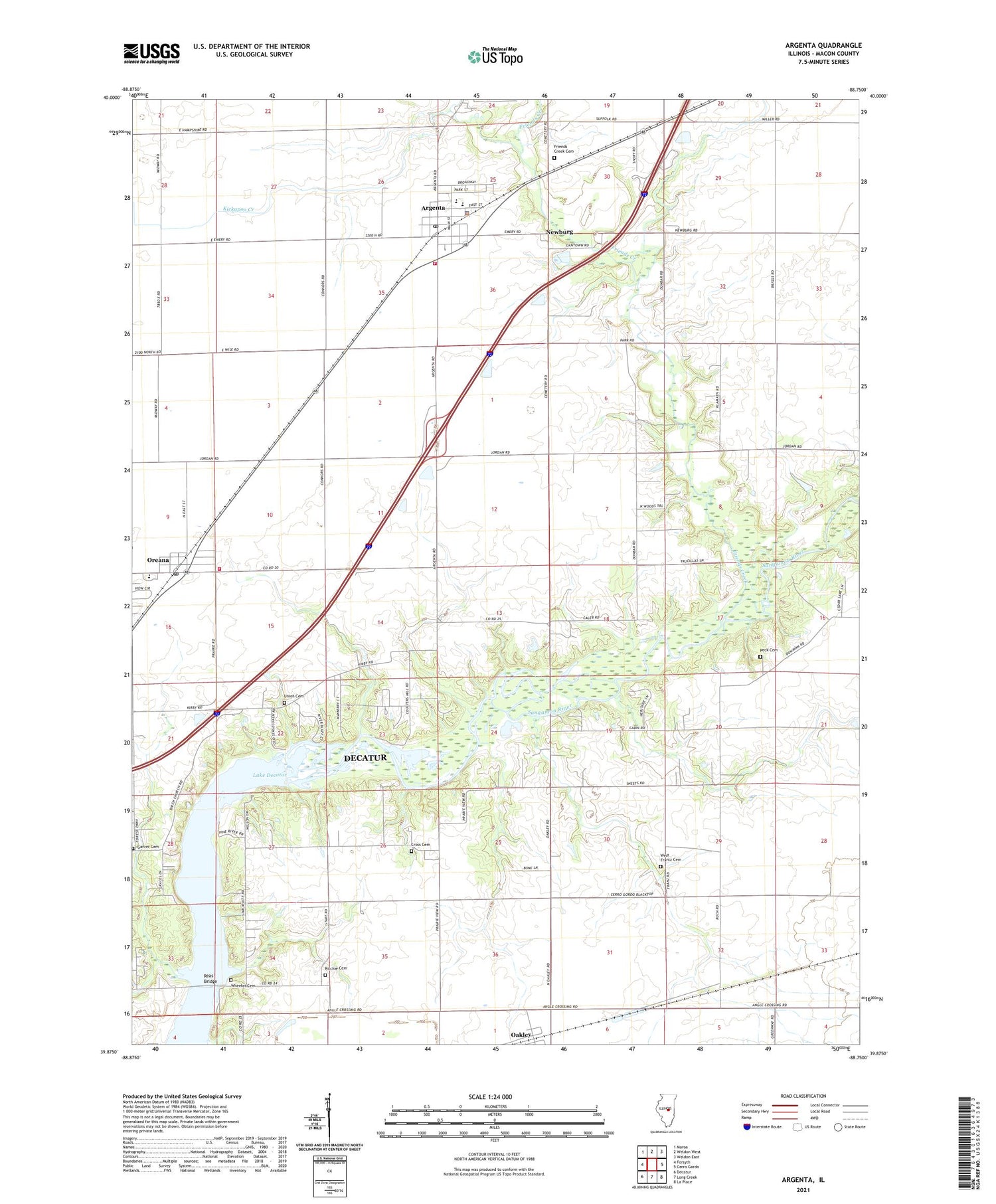 Argenta Illinois US Topo Map Image