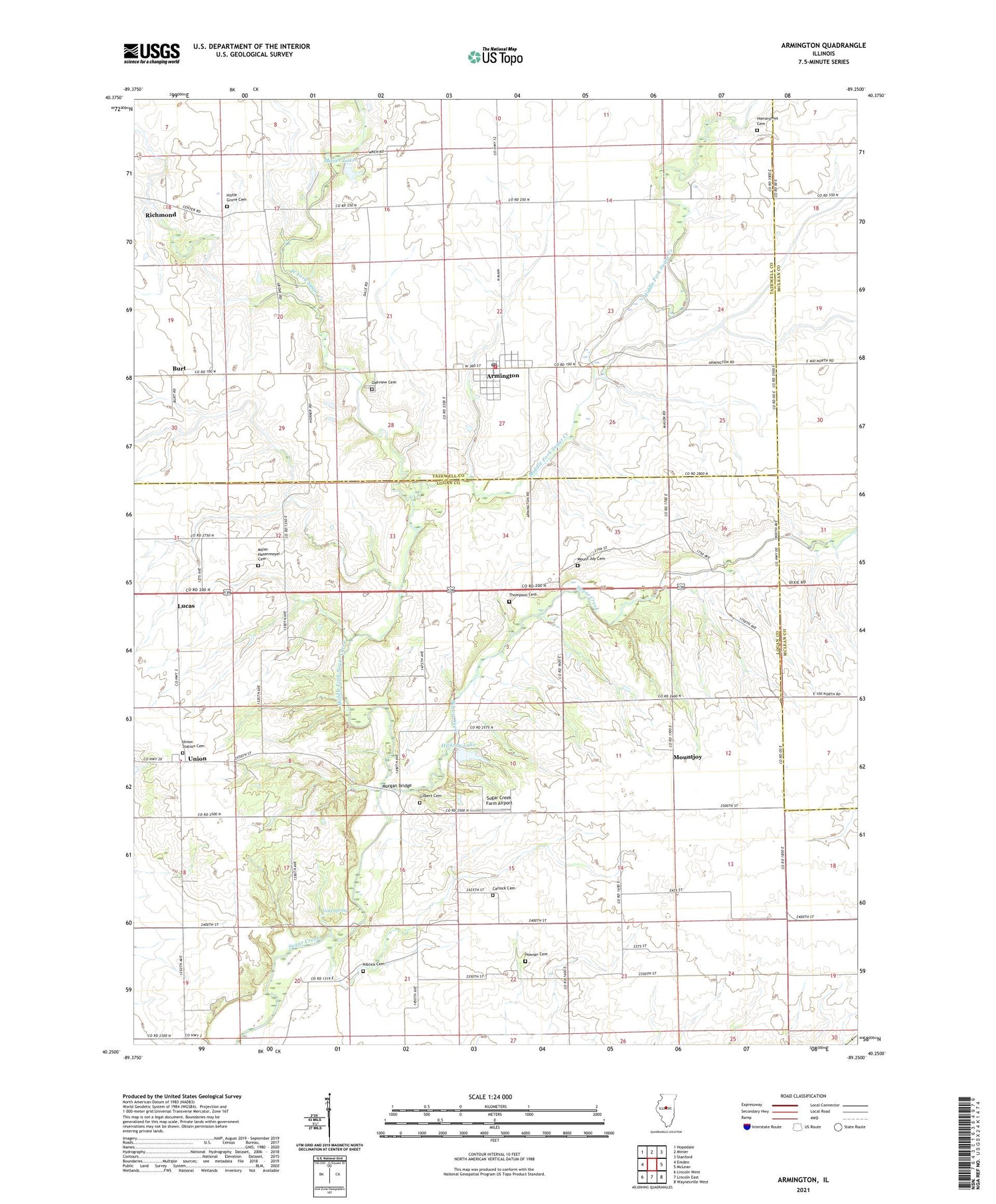 Armington Illinois US Topo Map Image