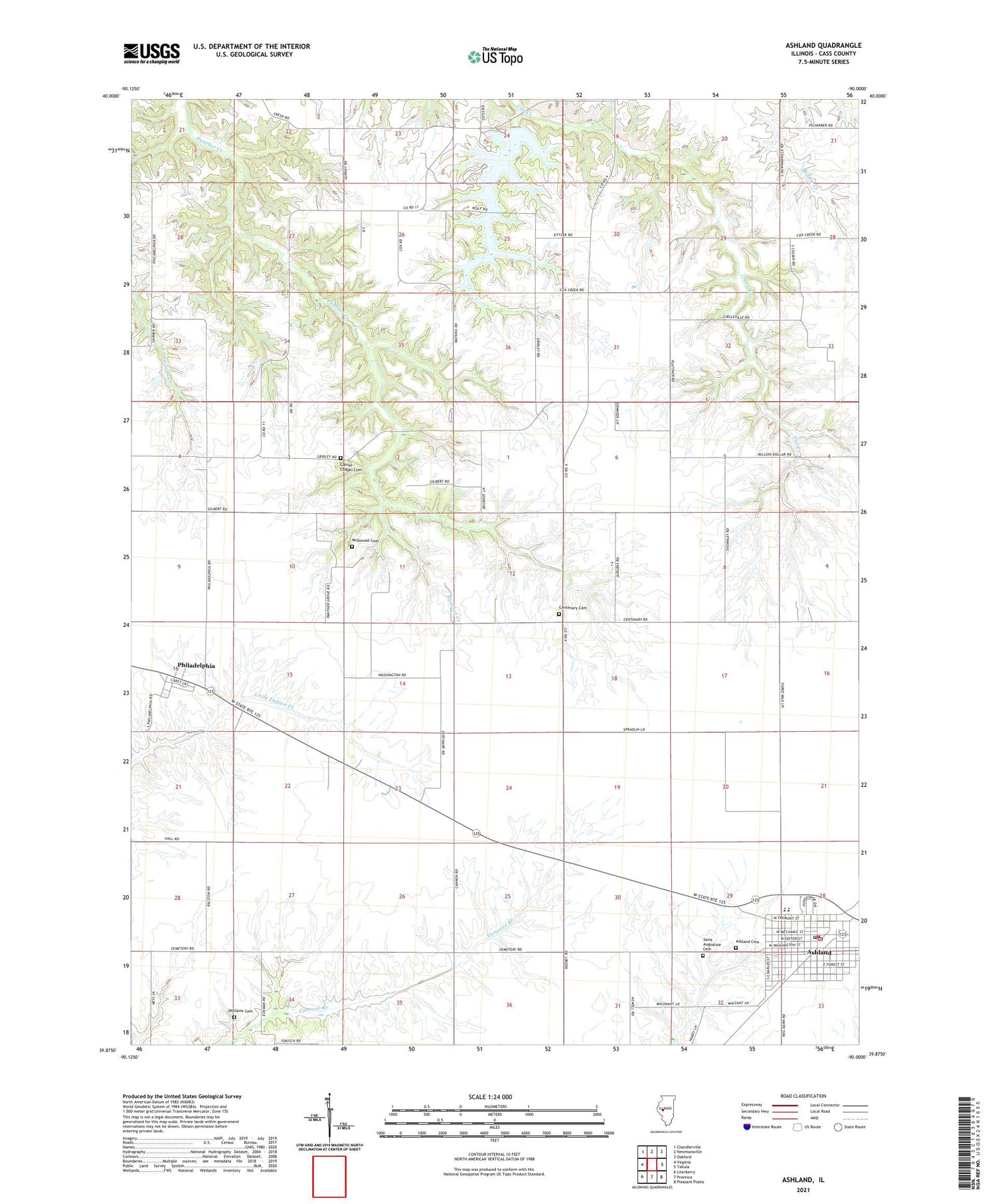 Ashland Illinois US Topo Map Image