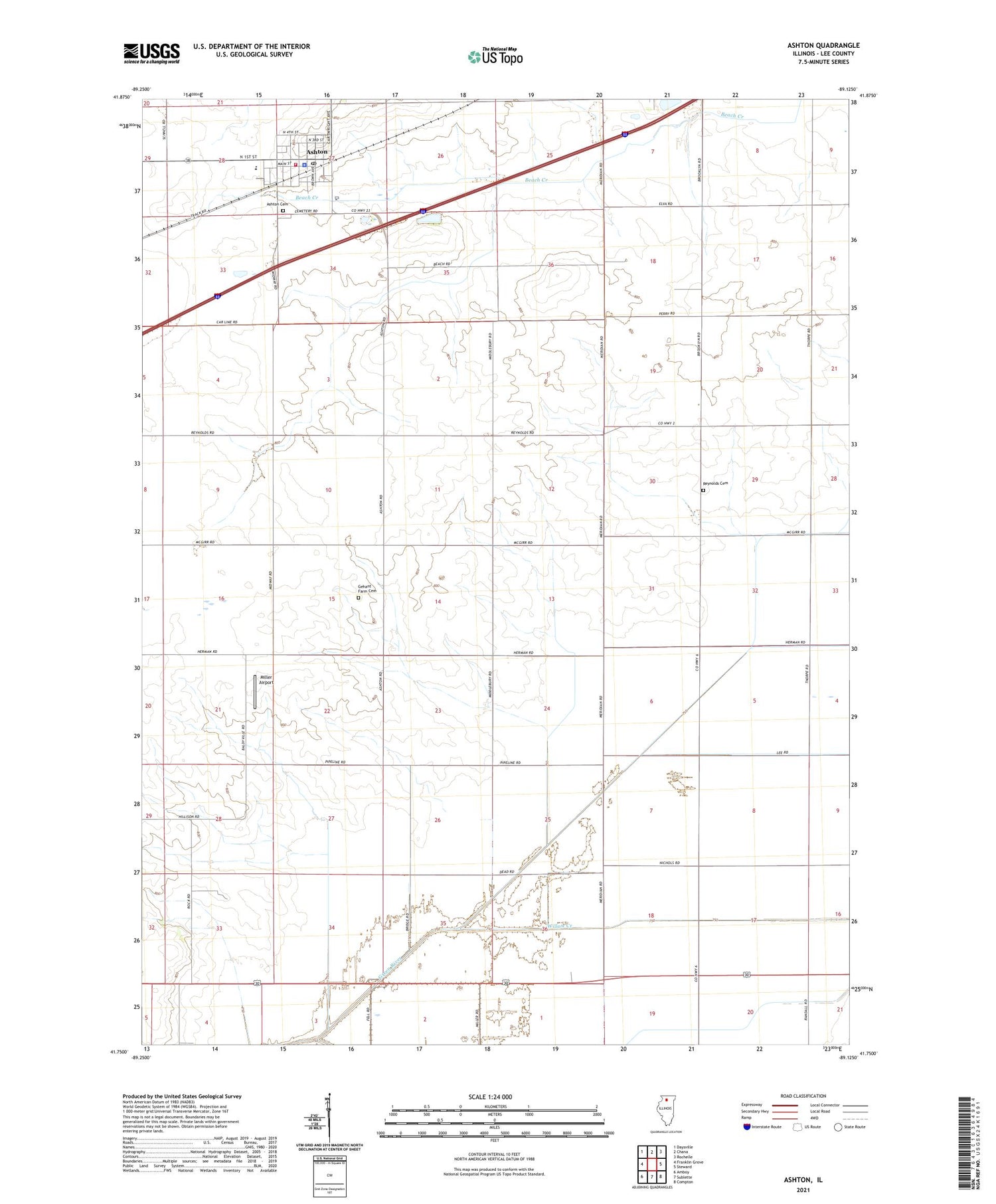 Ashton Illinois US Topo Map Image