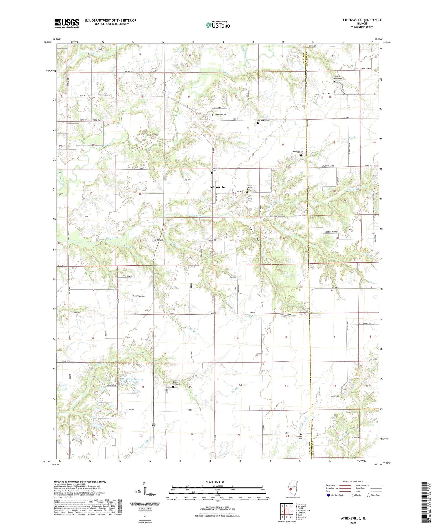 Athensville Illinois US Topo Map Image