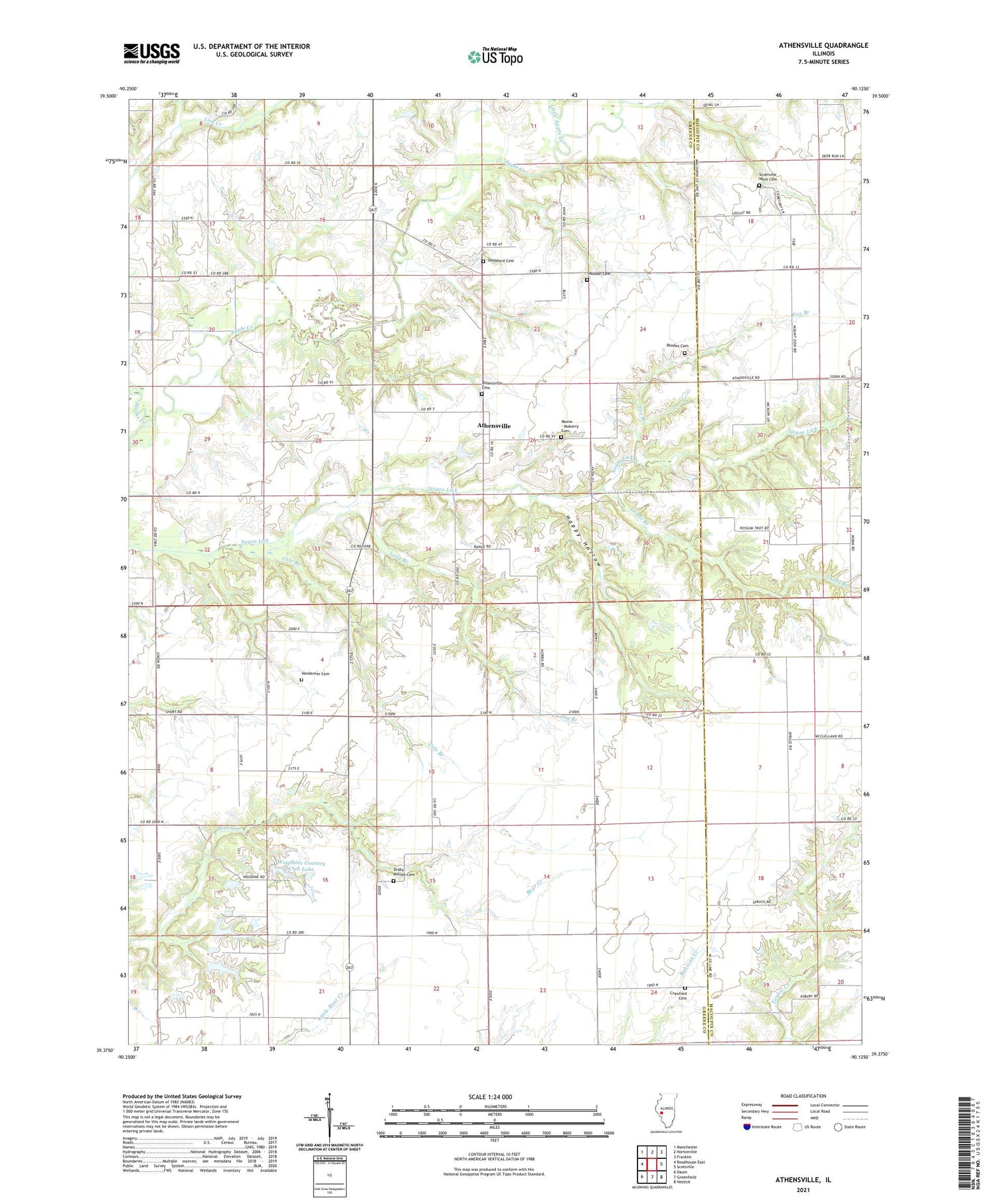 Athensville Illinois US Topo Map Image