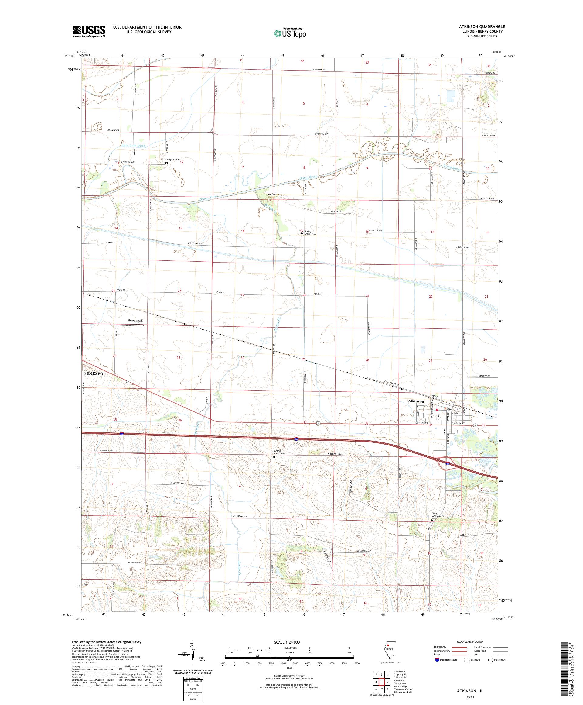 Atkinson Illinois US Topo Map – MyTopo Map Store