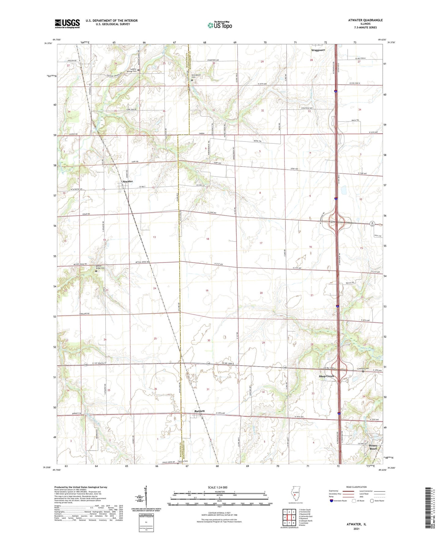 Atwater Illinois US Topo Map Image