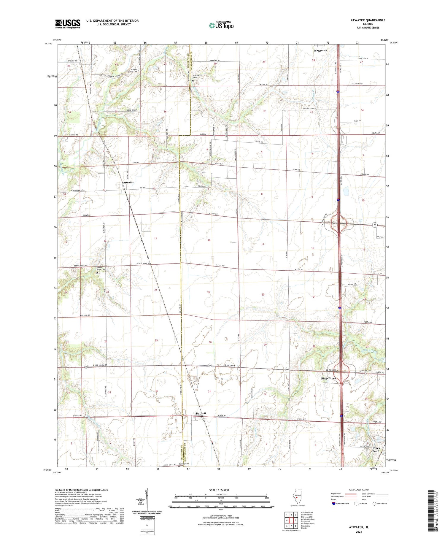 Atwater Illinois US Topo Map Image