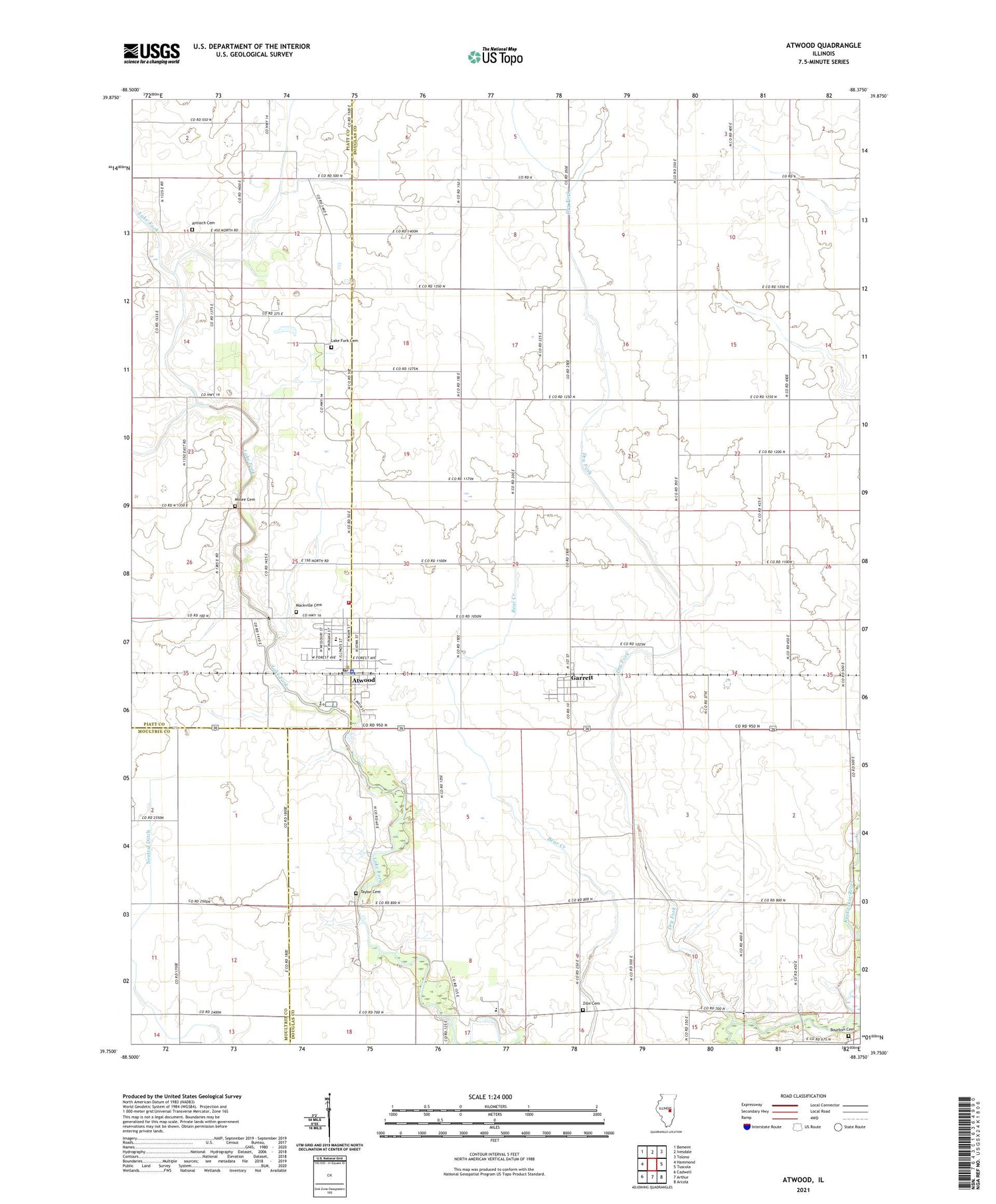 Atwood Illinois US Topo Map Image