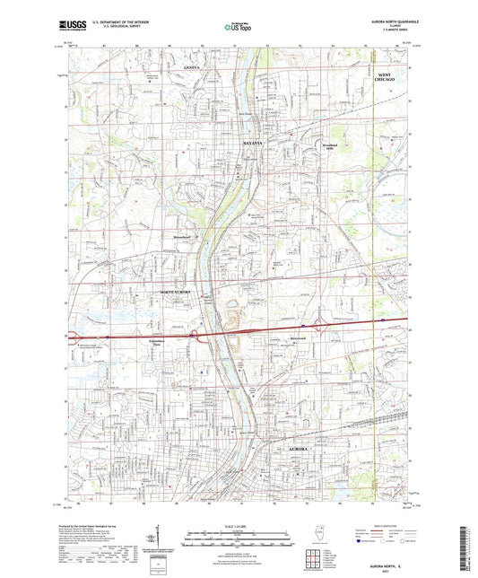 Aurora North Illinois US Topo Map Image