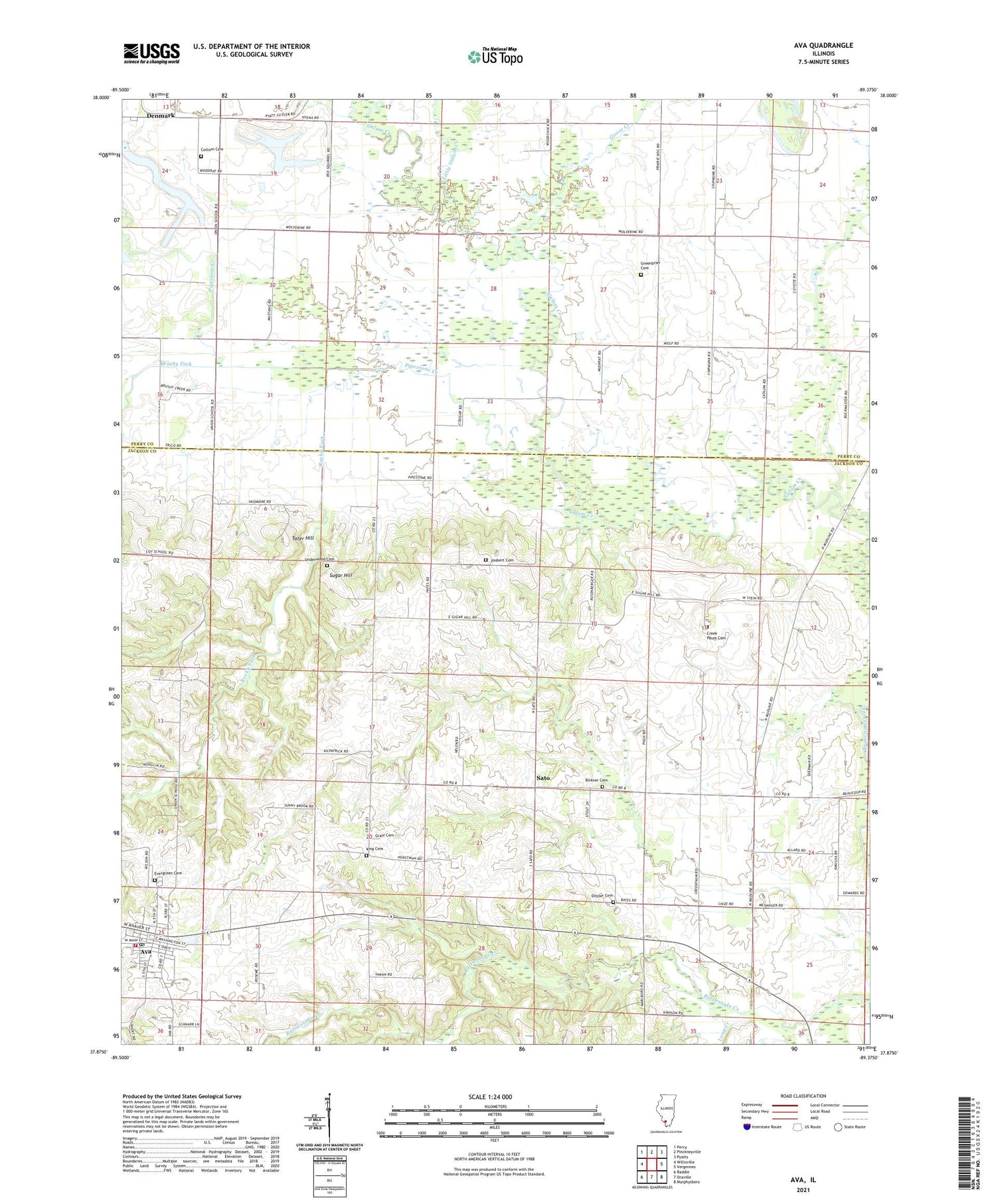 Ava Illinois US Topo Map Image