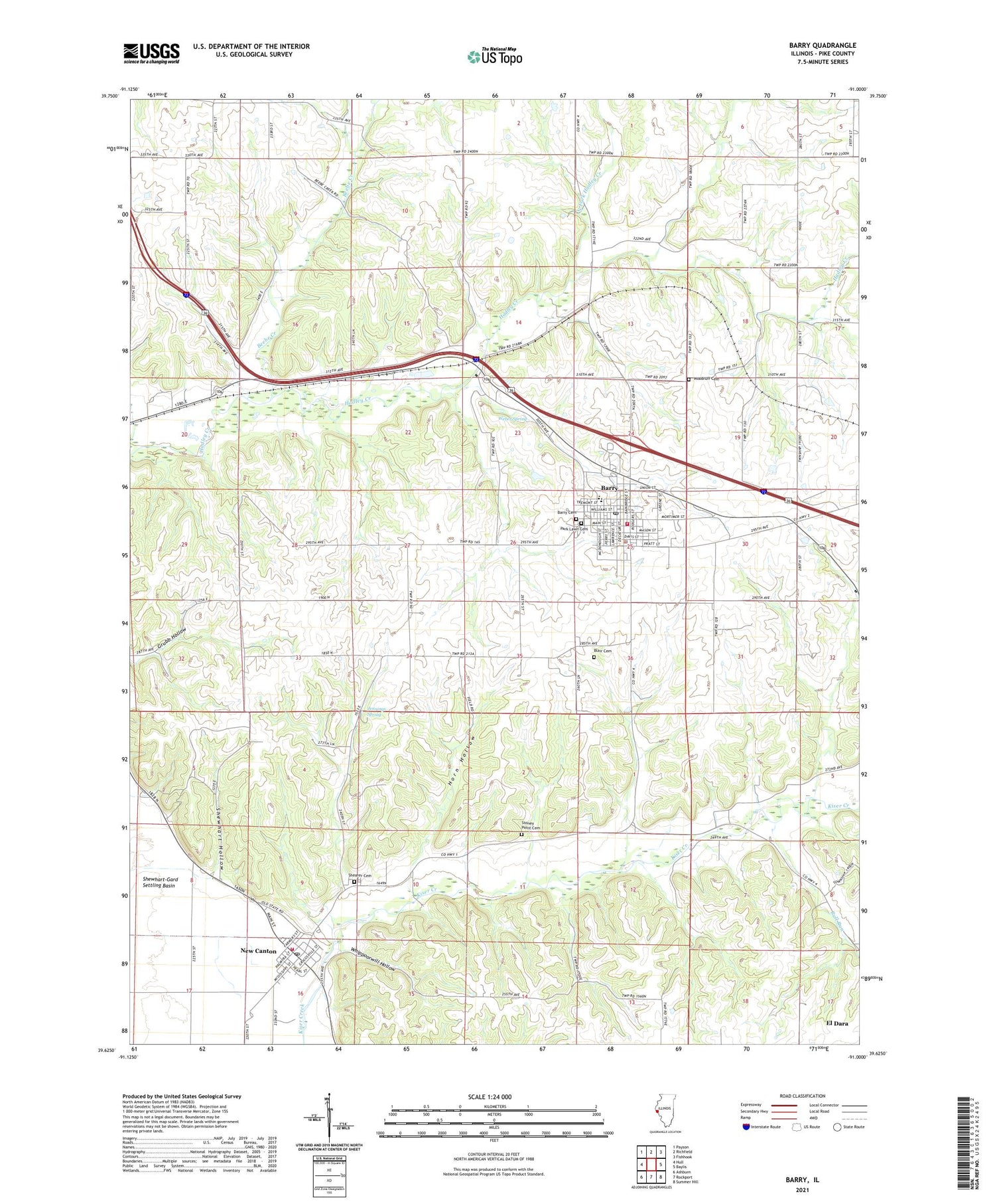 Barry Illinois US Topo Map Image