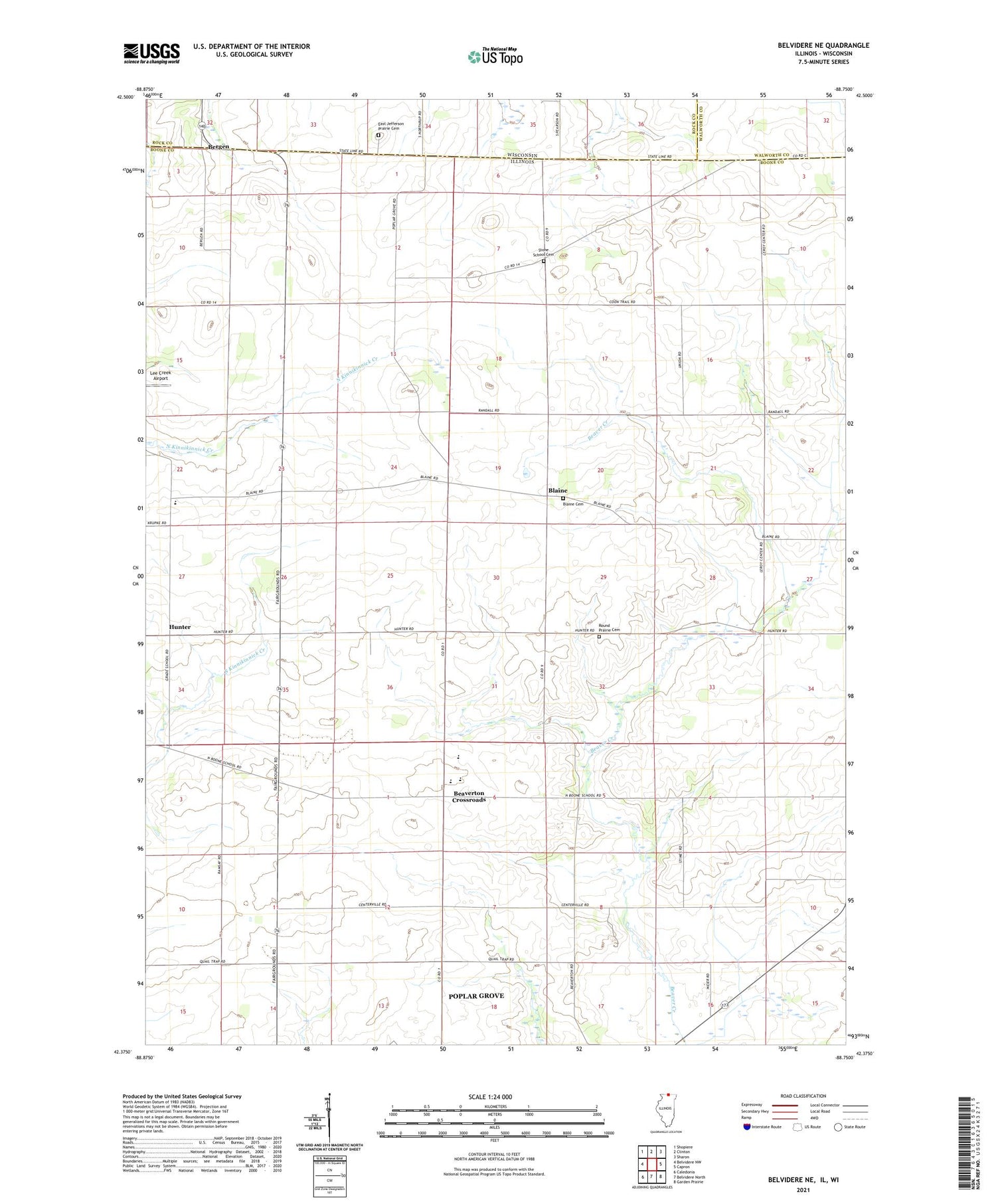 Belvidere NE Illinois US Topo Map Image