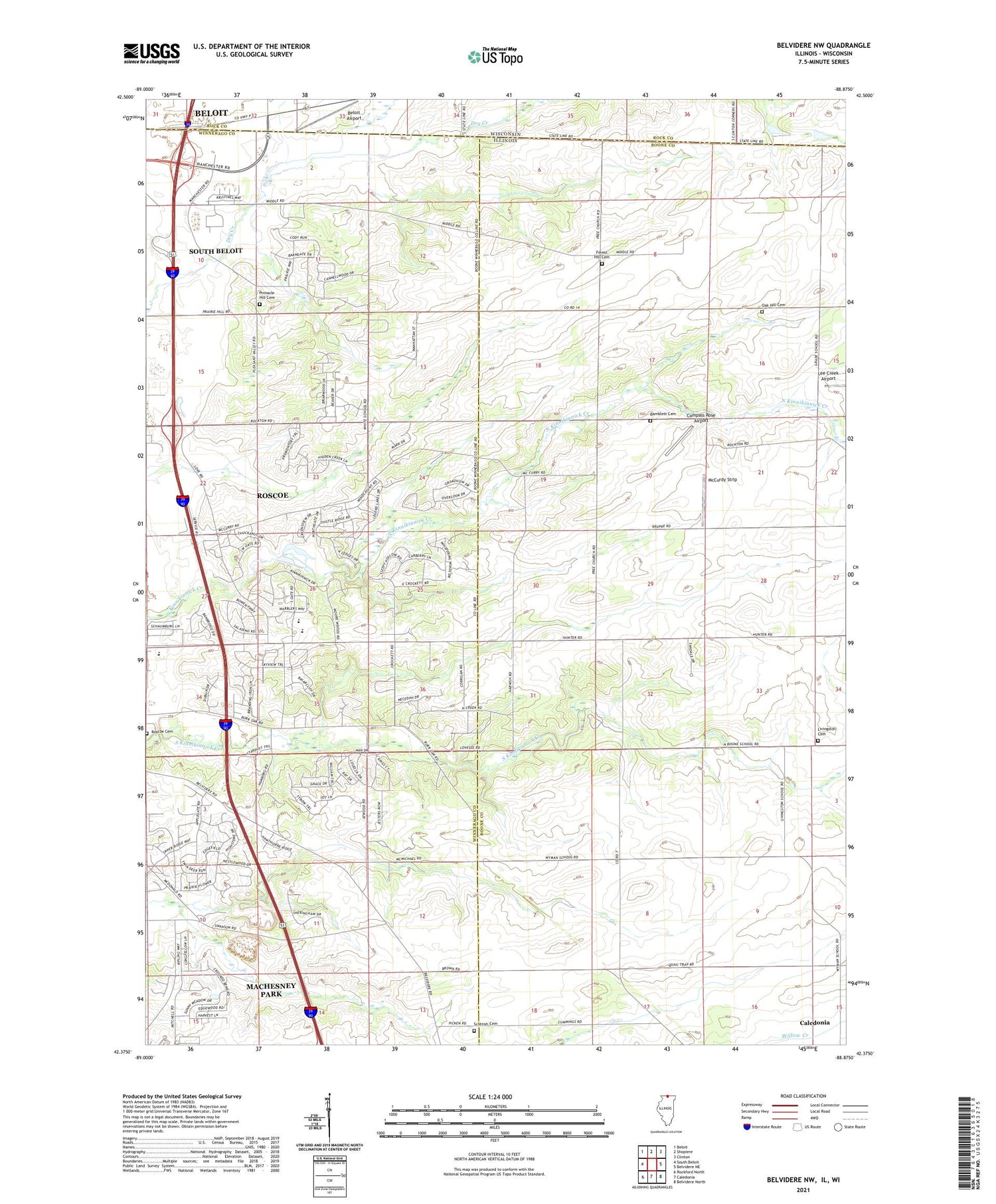 Belvidere NW Illinois US Topo Map Image