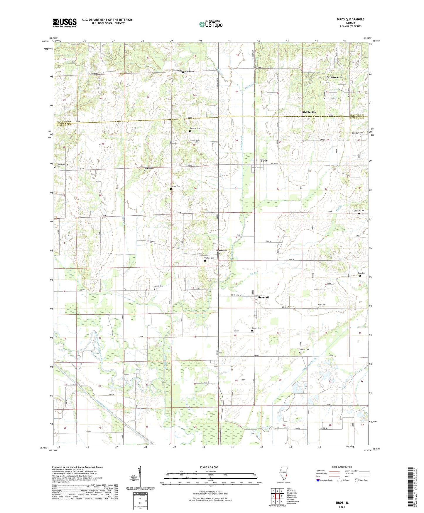 Birds Illinois US Topo Map Image