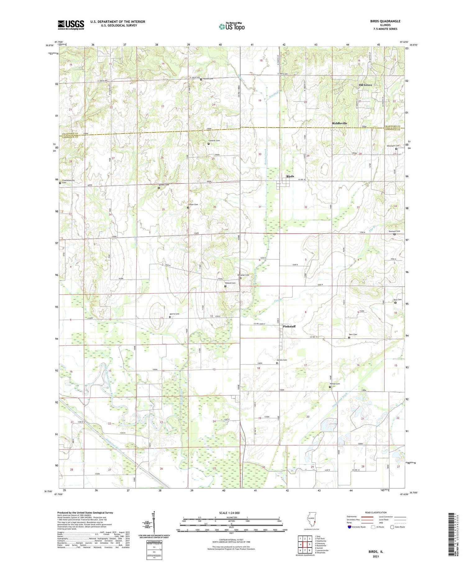 Birds Illinois US Topo Map Image