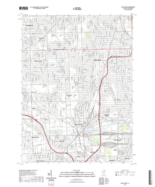 Blue Island Illinois US Topo Map Image