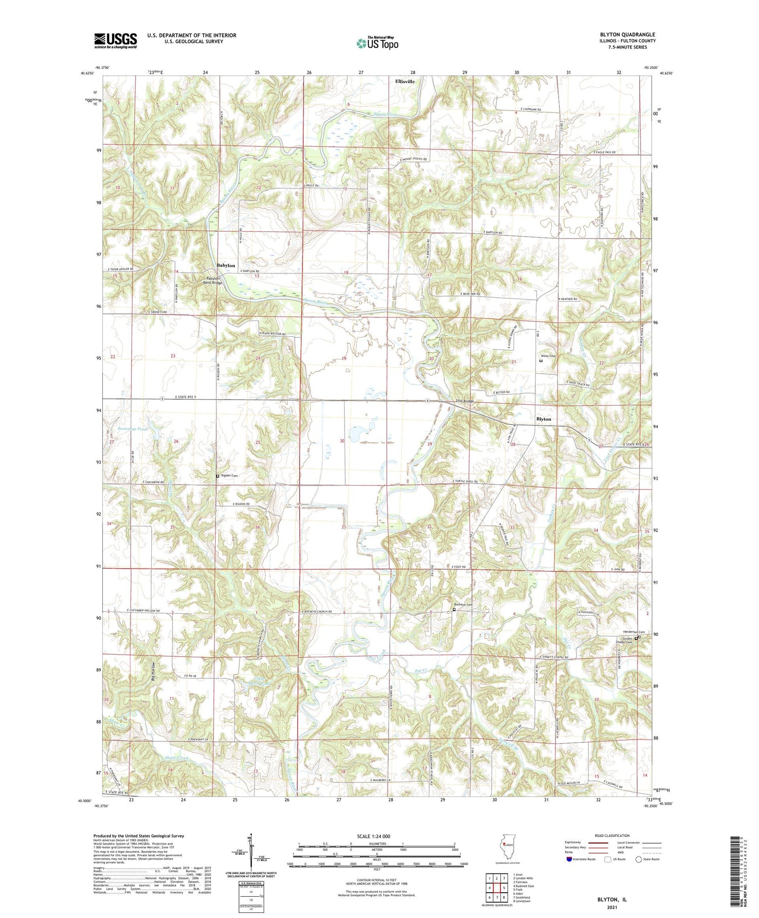 Blyton Illinois US Topo Map Image