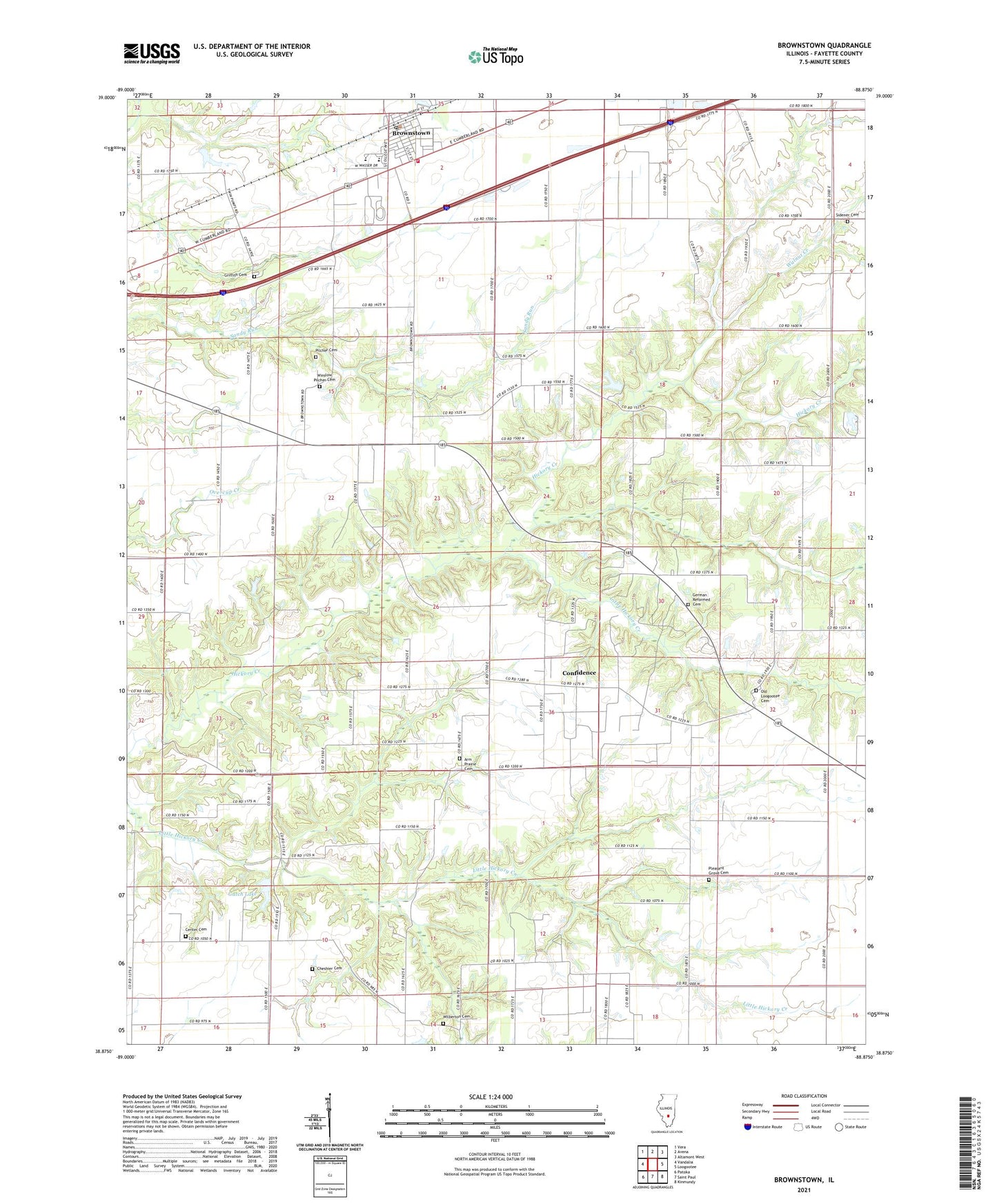 Brownstown Illinois US Topo Map Image