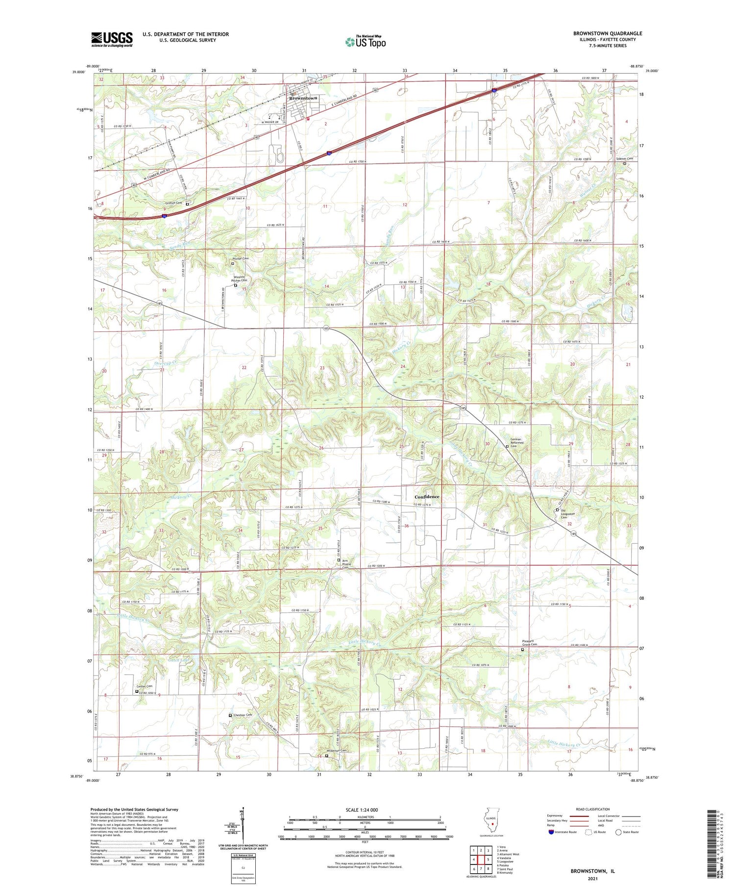 Brownstown Illinois US Topo Map Image