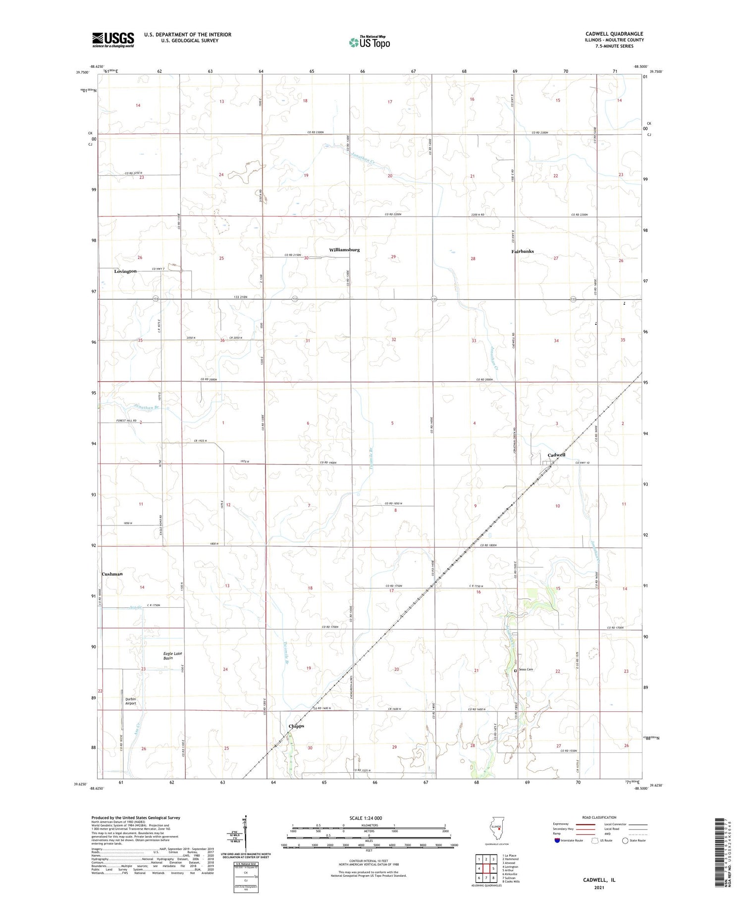 Cadwell Illinois US Topo Map Image