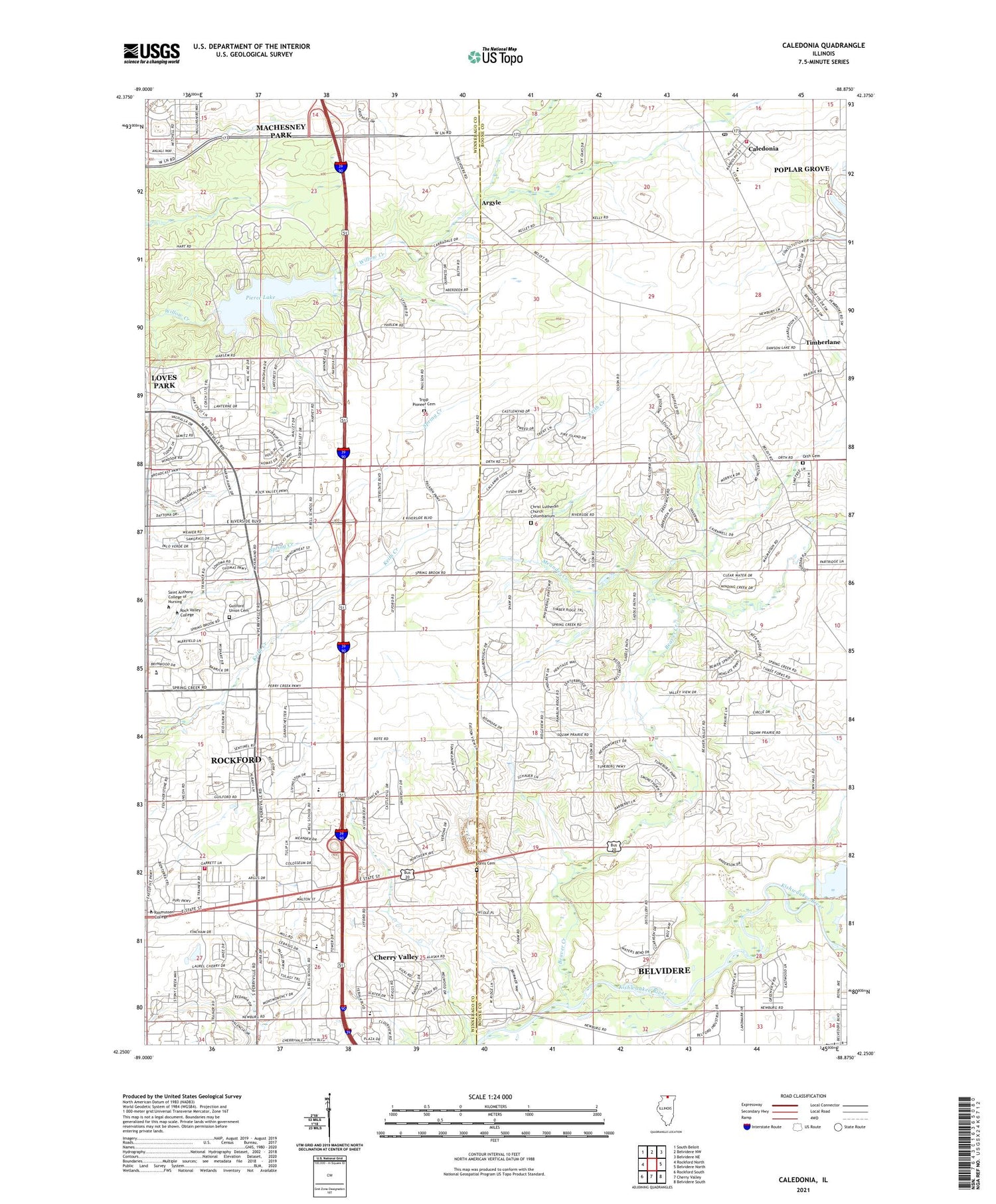 Caledonia Illinois US Topo Map Image