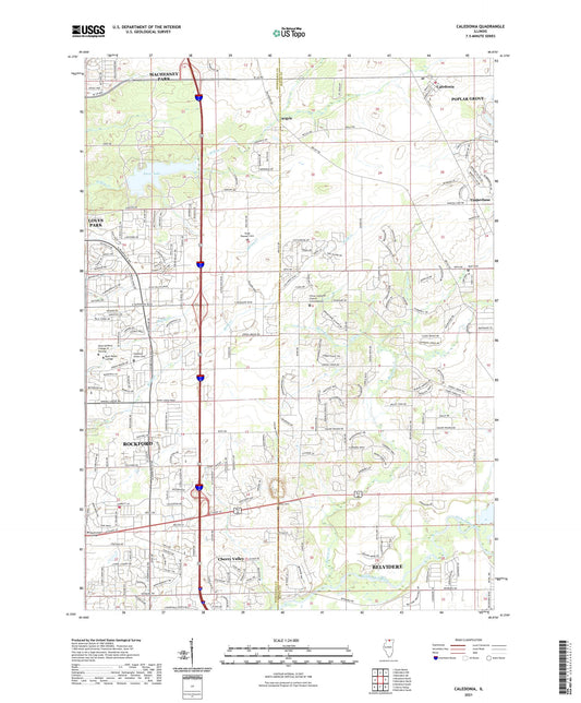 Caledonia Illinois US Topo Map Image