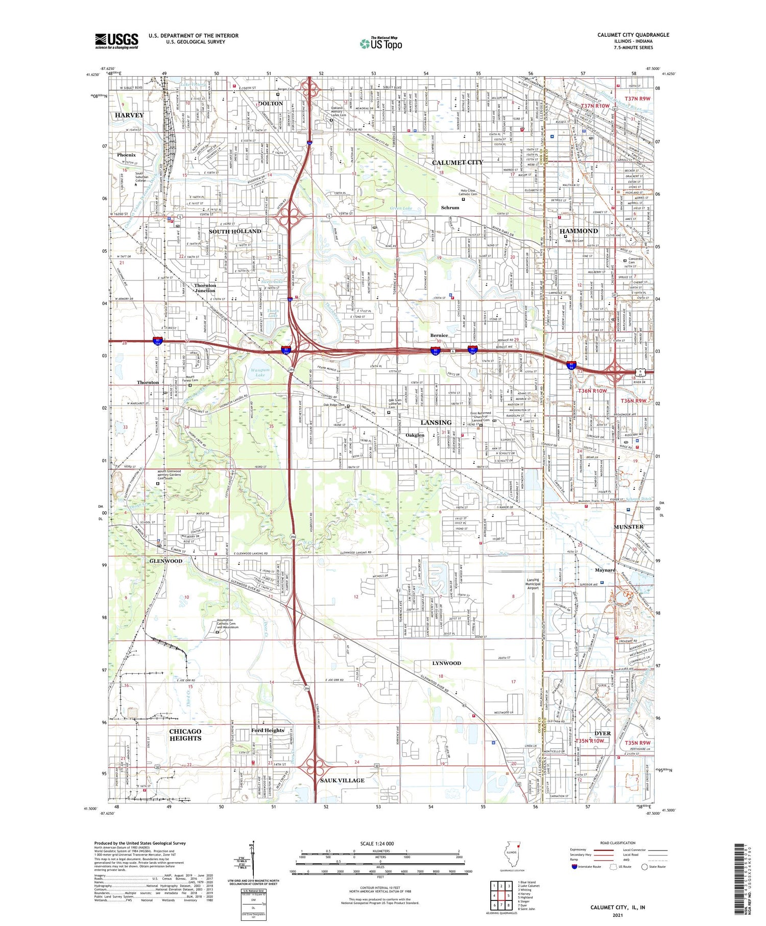 Calumet City Illinois US Topo Map Image